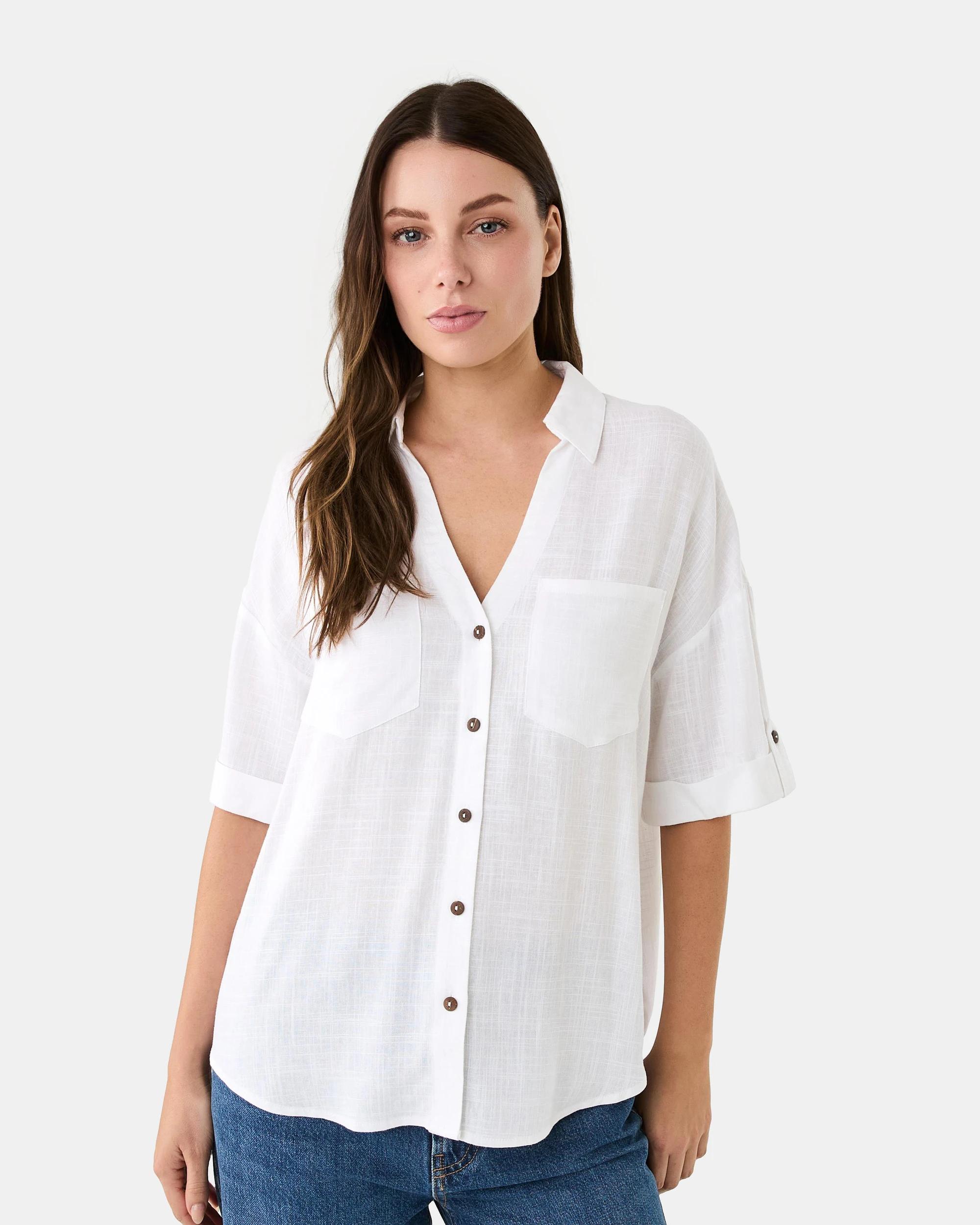 1 Short Rolled Sleeve Tab Shirt White, 1 of 8