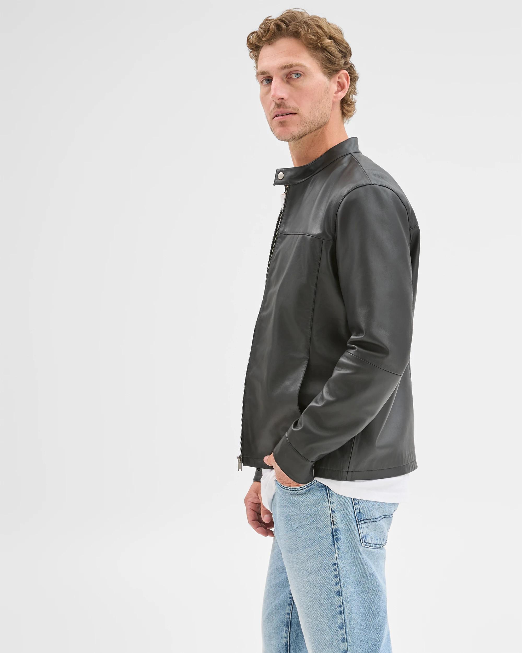 6 Preview Smart Genuine Leather Jacket BLACK, 6 of 8