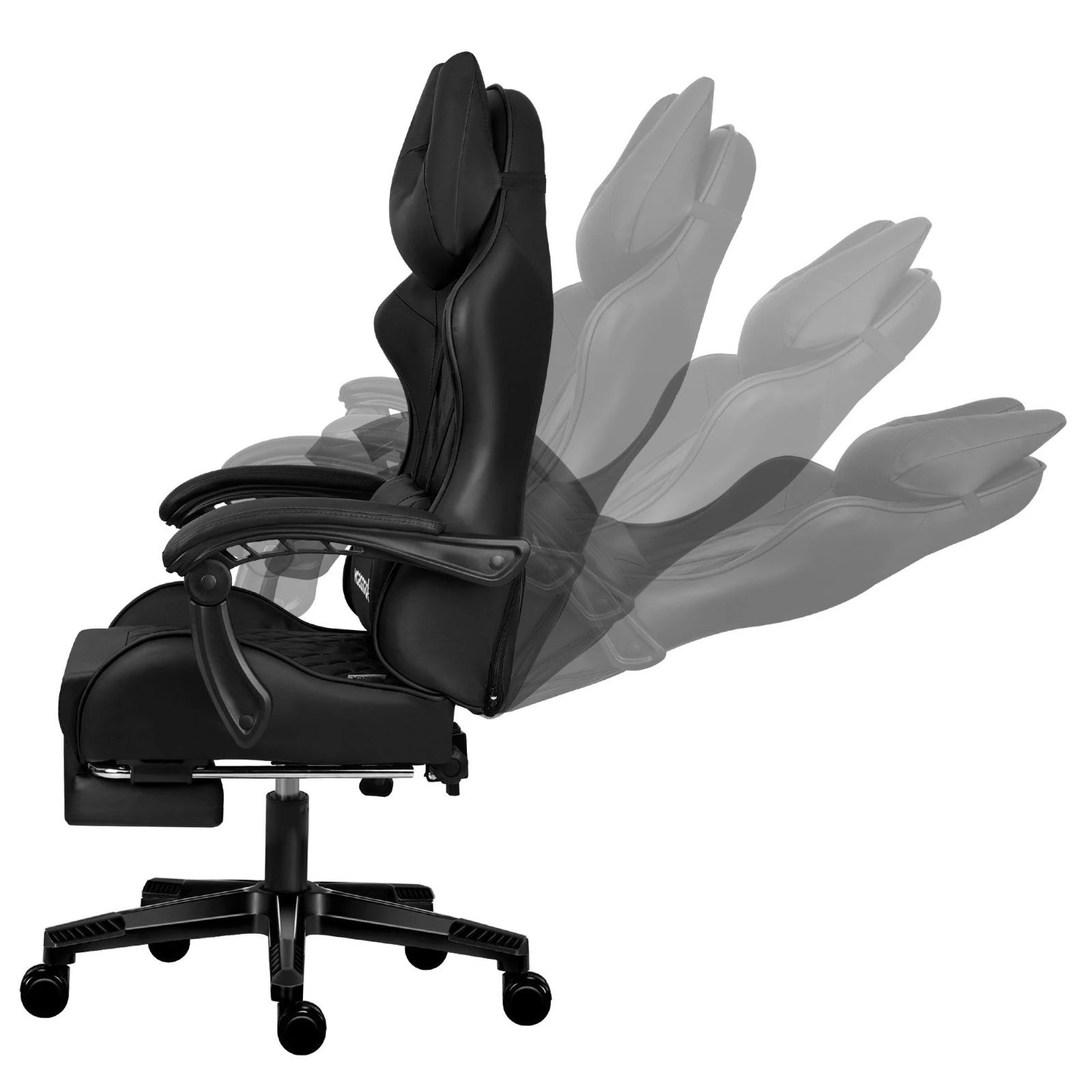 5 Alfordson Gaming Chair Office Racer Large Lumbar Cushion Footrest Seat Leather - Black, 5 of 10