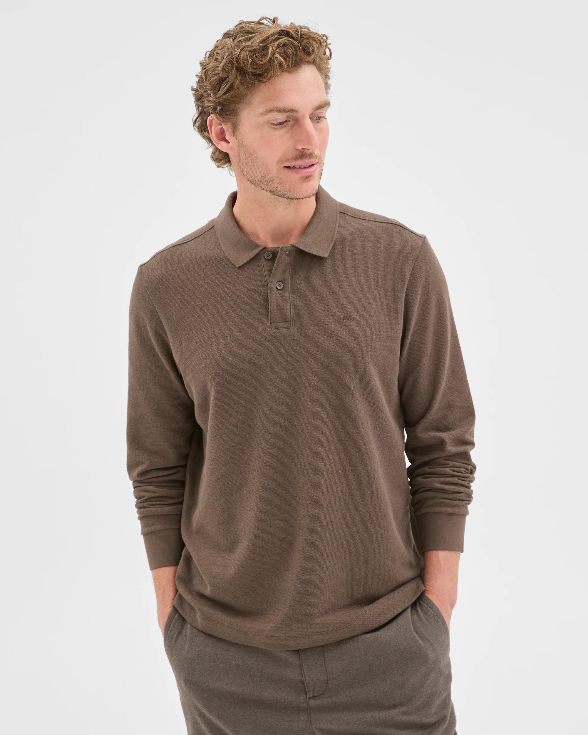 4 Target Man Australian Cotton Blend Boucle Polo Top BLACK OLIVE, 4 of 7