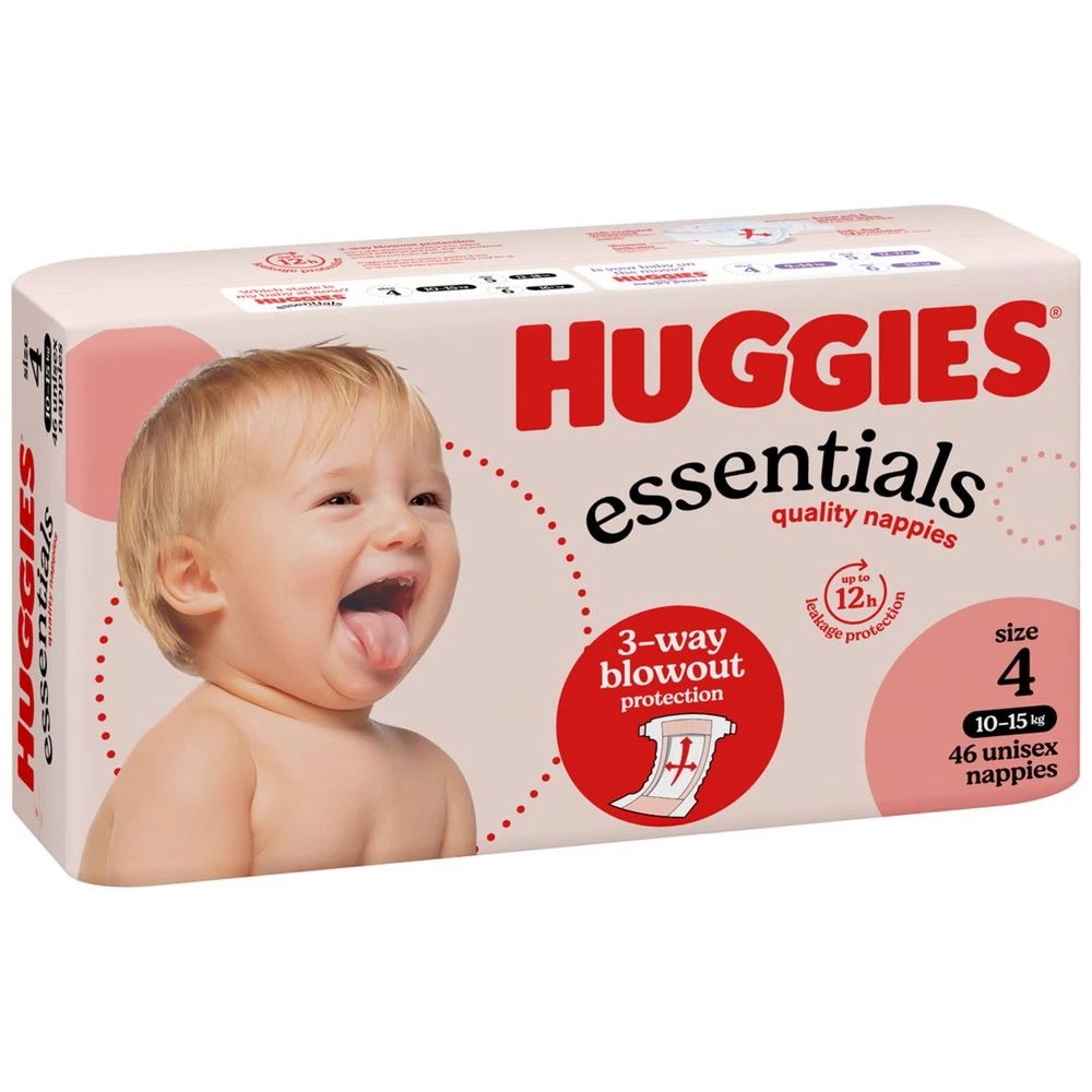 1 Huggies Essentials Nappies Toddler Size 4 46 Pack, 1 of 10