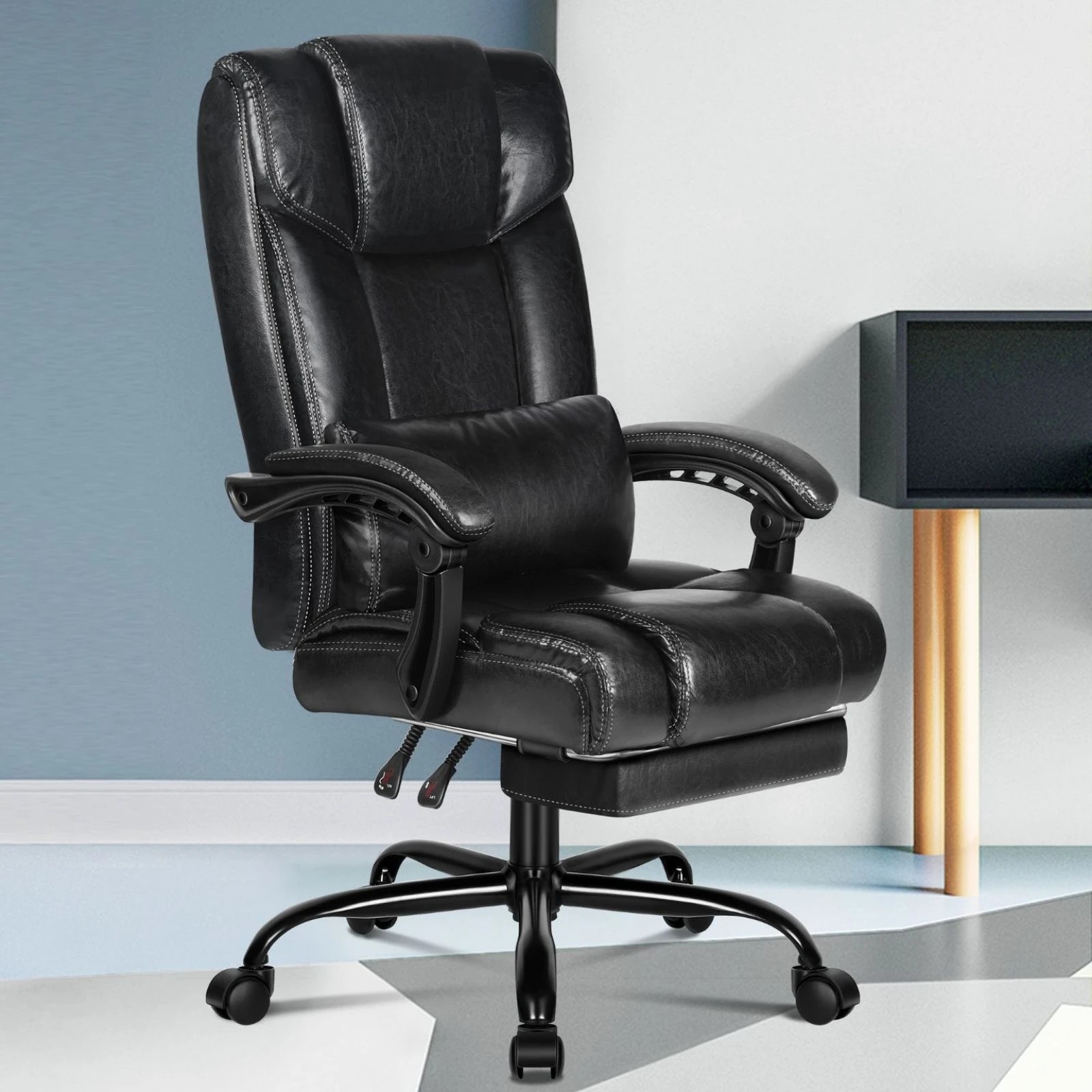 10 Alfordson Office Chair Executive Computer Gaming PU Leather Seat Recliner - Black, 10 of 10