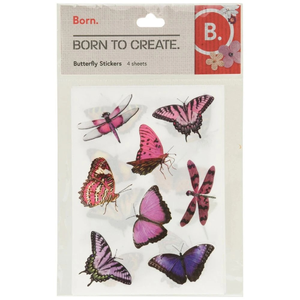 1 Born Washi Butterfly Sticker Sheets 4 Pack, 1 of 2