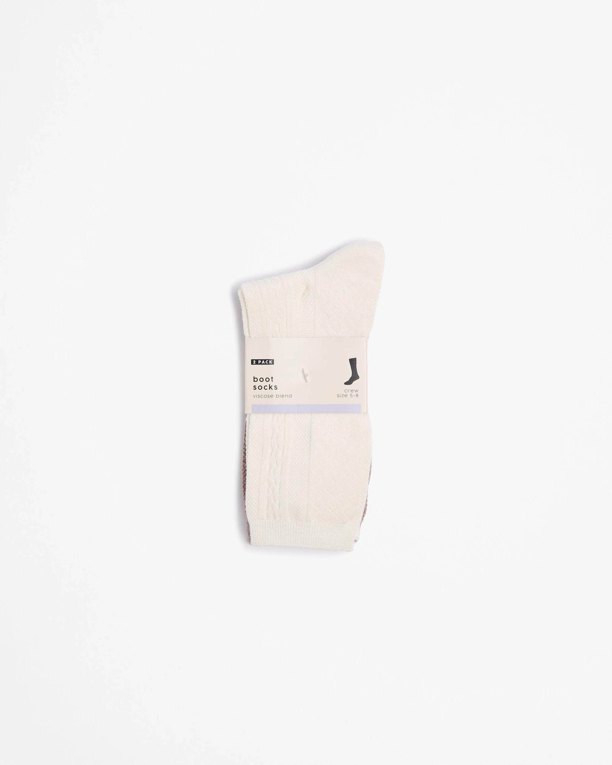 3 Target Woman Bamboo 2 Pack Cable Boot Socks NEUTRAL, 3 of 3