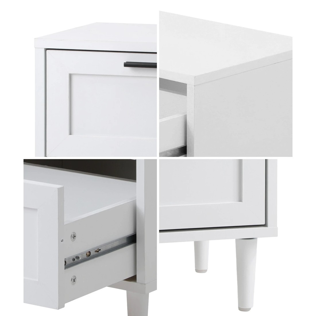 6 Oikiture Bedside Tables Set of 2 Nightstand Side End Table Bedroom Storage - White, 6 of 9