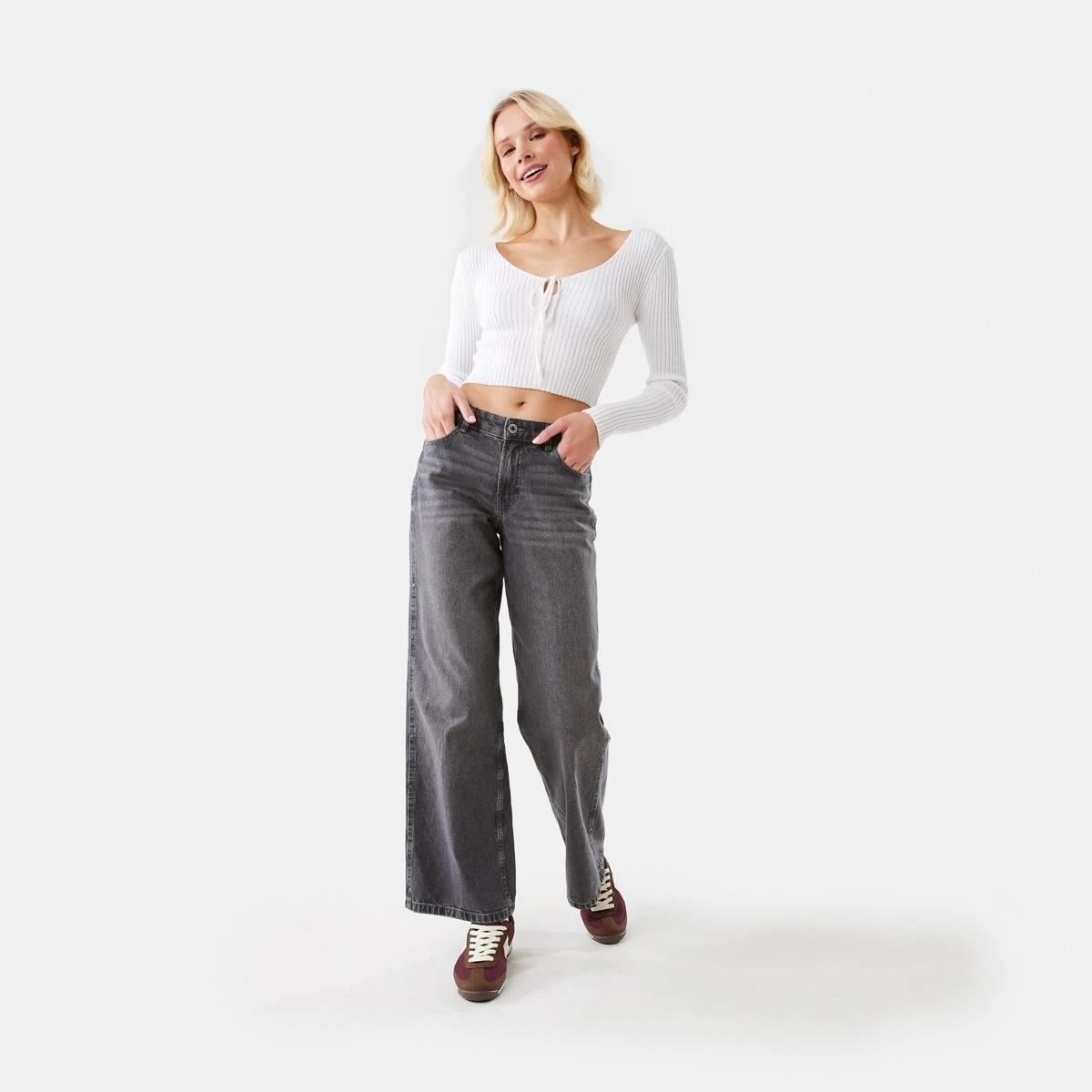 2 Straight Leg Stud Jeans Grey Wash, 2 of 9