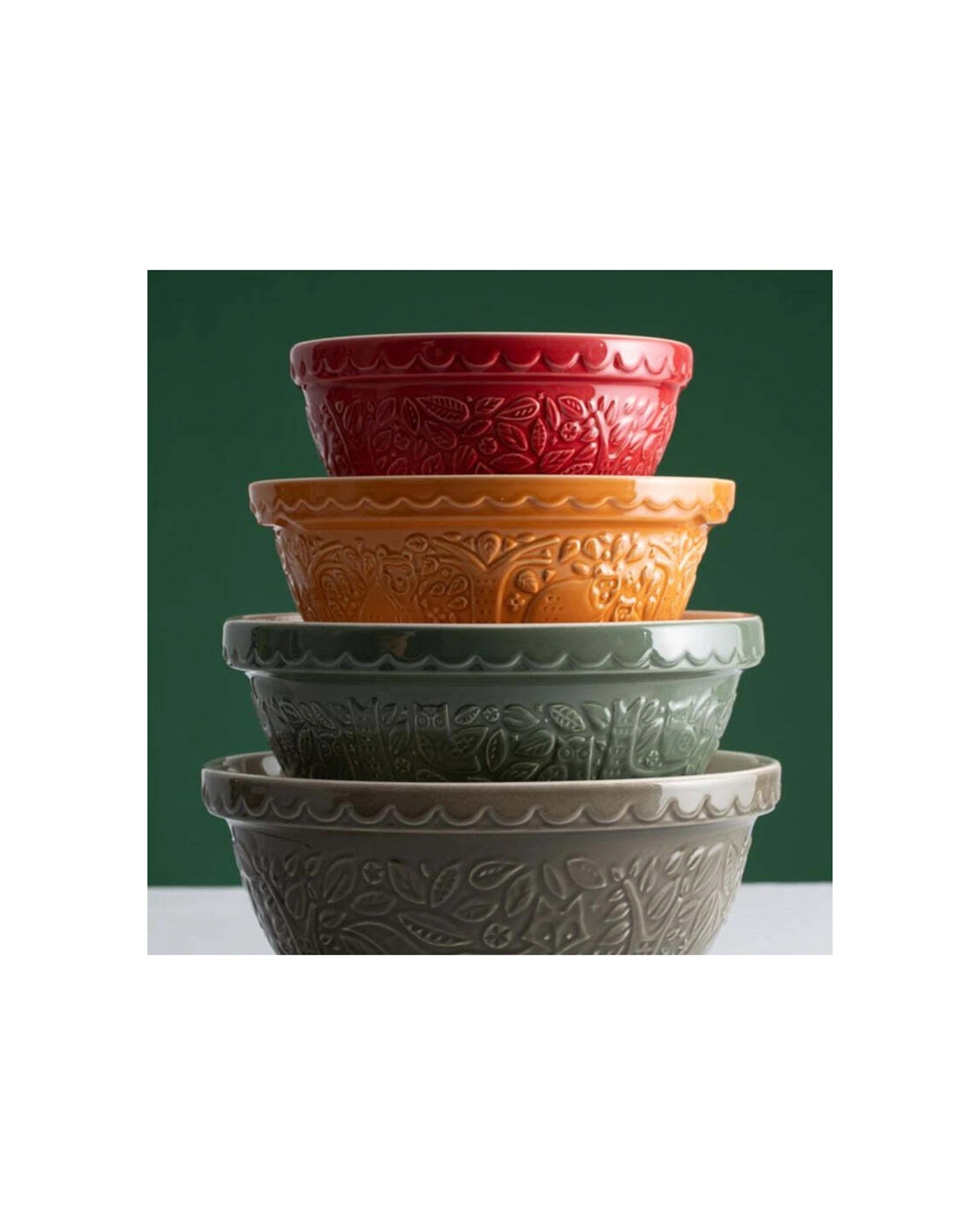 4 Mason Cash In The Forest Food Mixing Bowl 24cm Earthenware Microwave Safe - Orange, 4 of 4