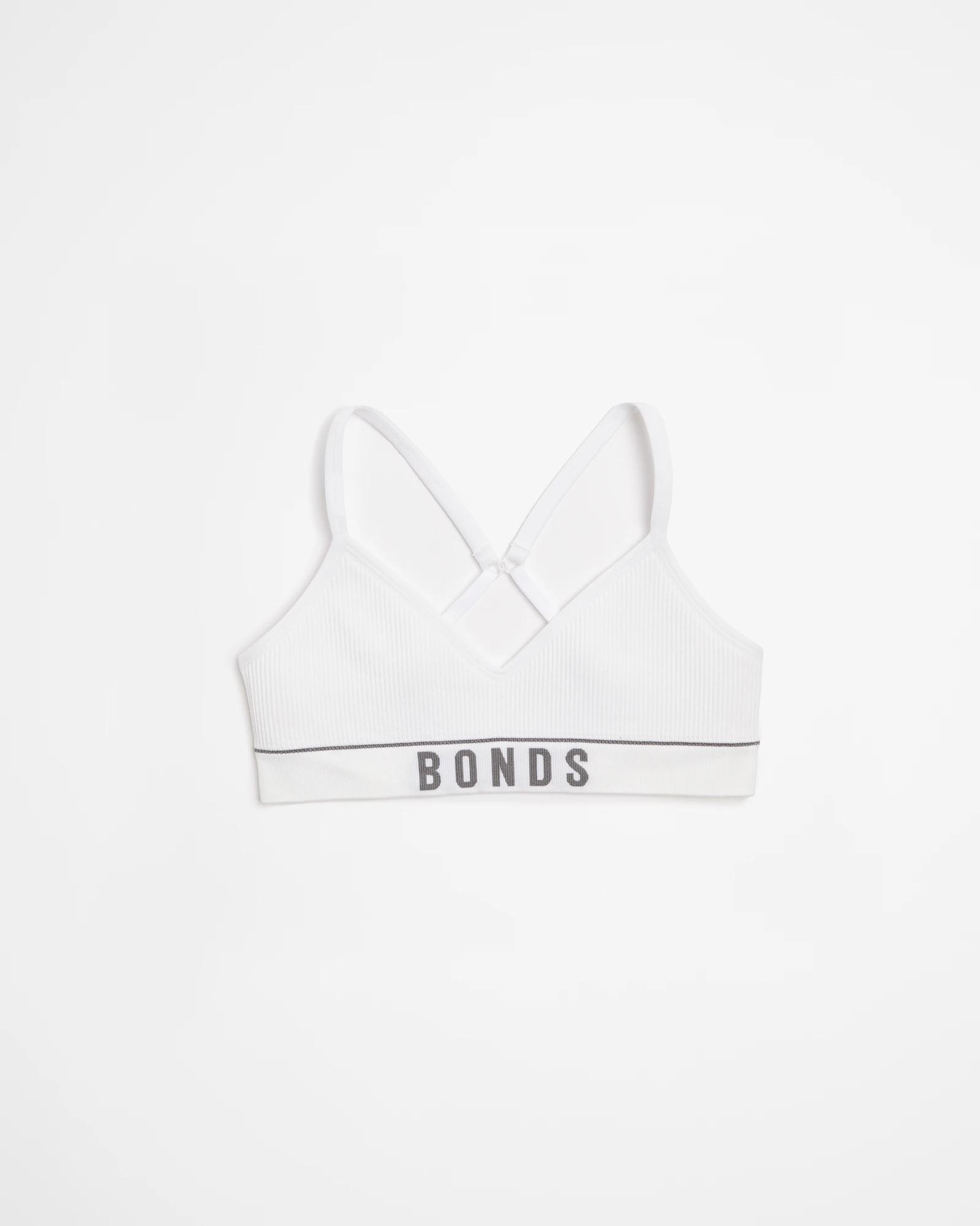 1 Bonds Girls Retro Rib Contour Crop WHITE, 1 of 2