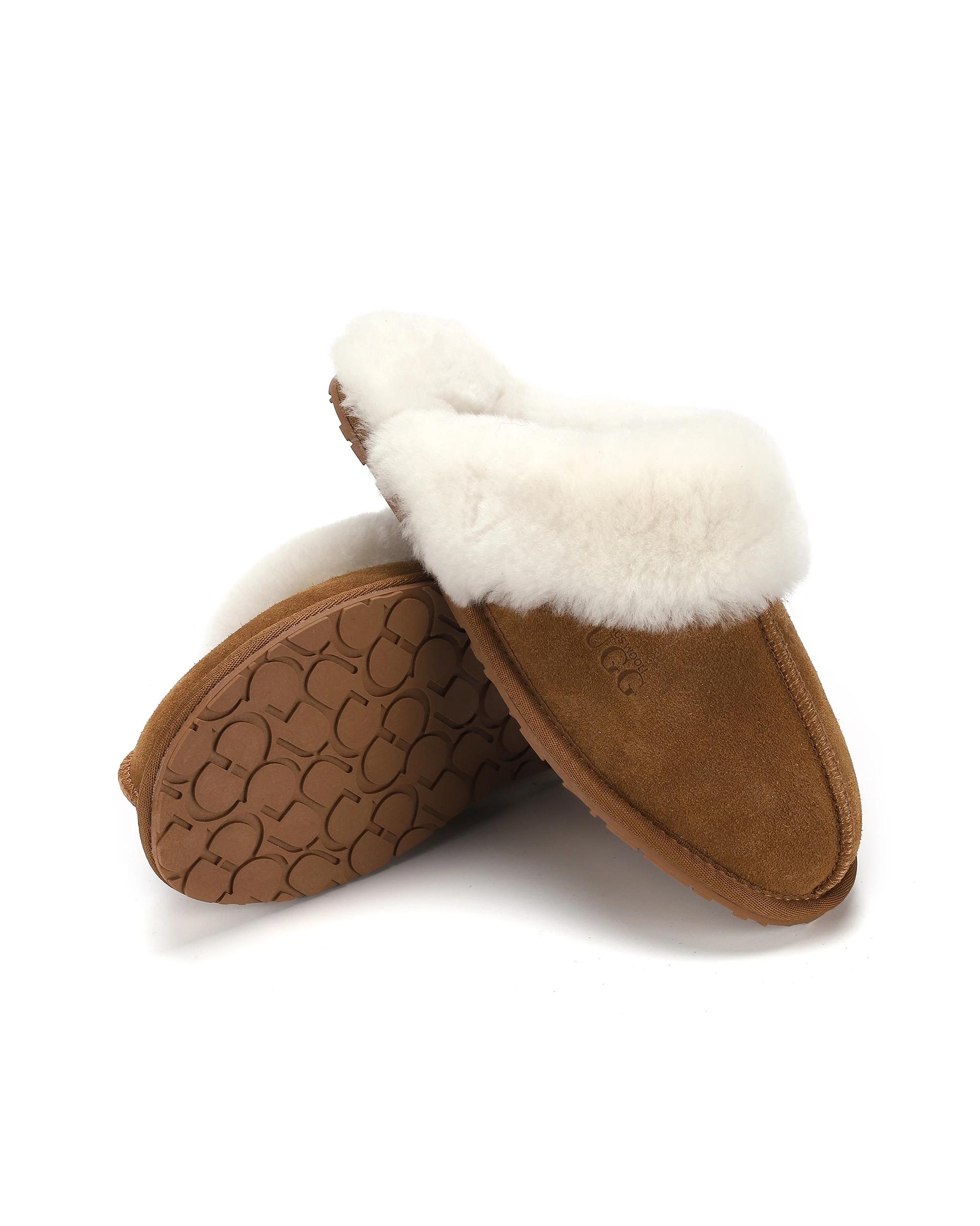 6 AUS WOOLI UGG Sheepskin Wool Shelley UGG Slippers TAN, 6 of 7
