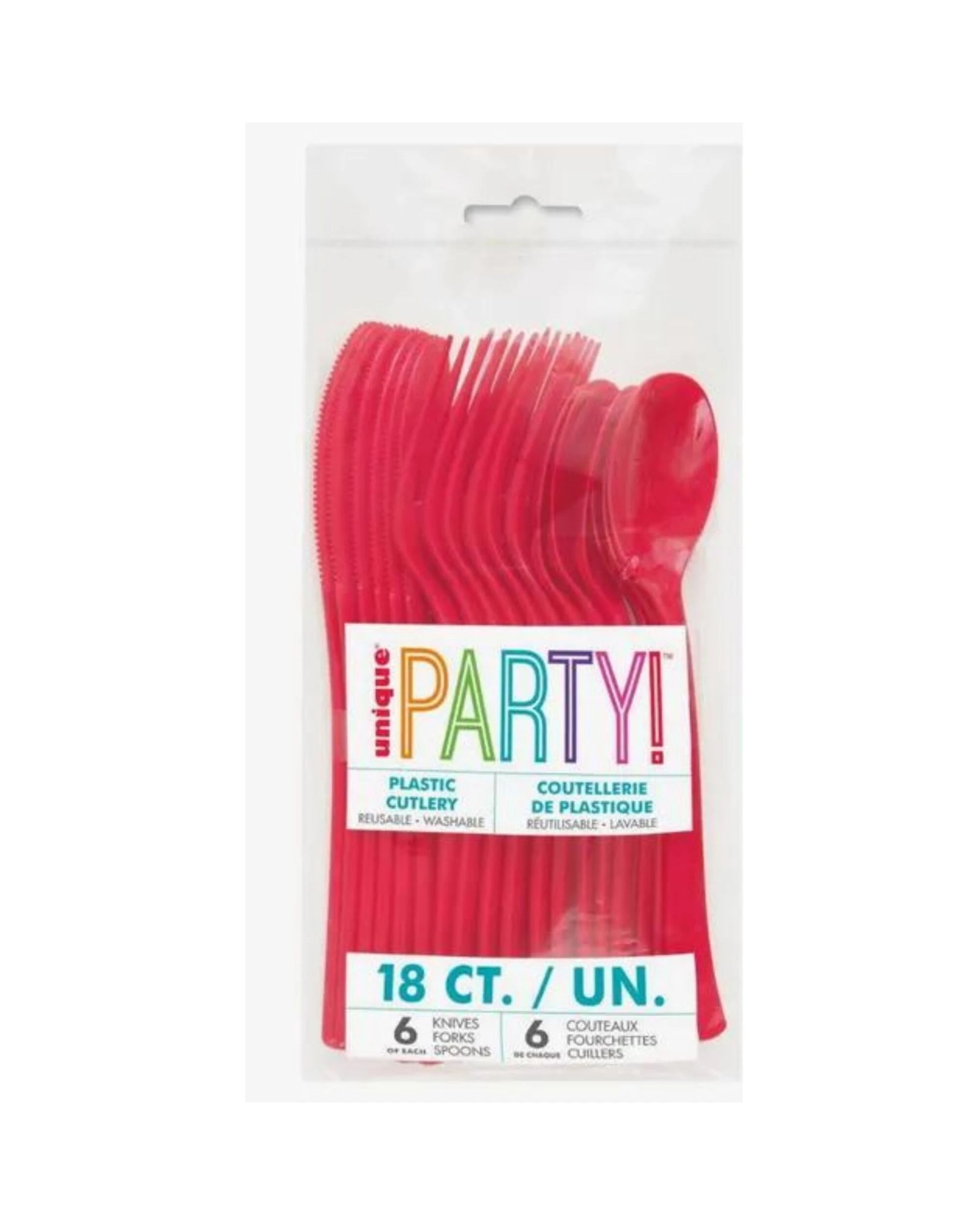 2 Unique Red Reusable Plastic Cutlery Pack of 18 - Red, 2 of 2