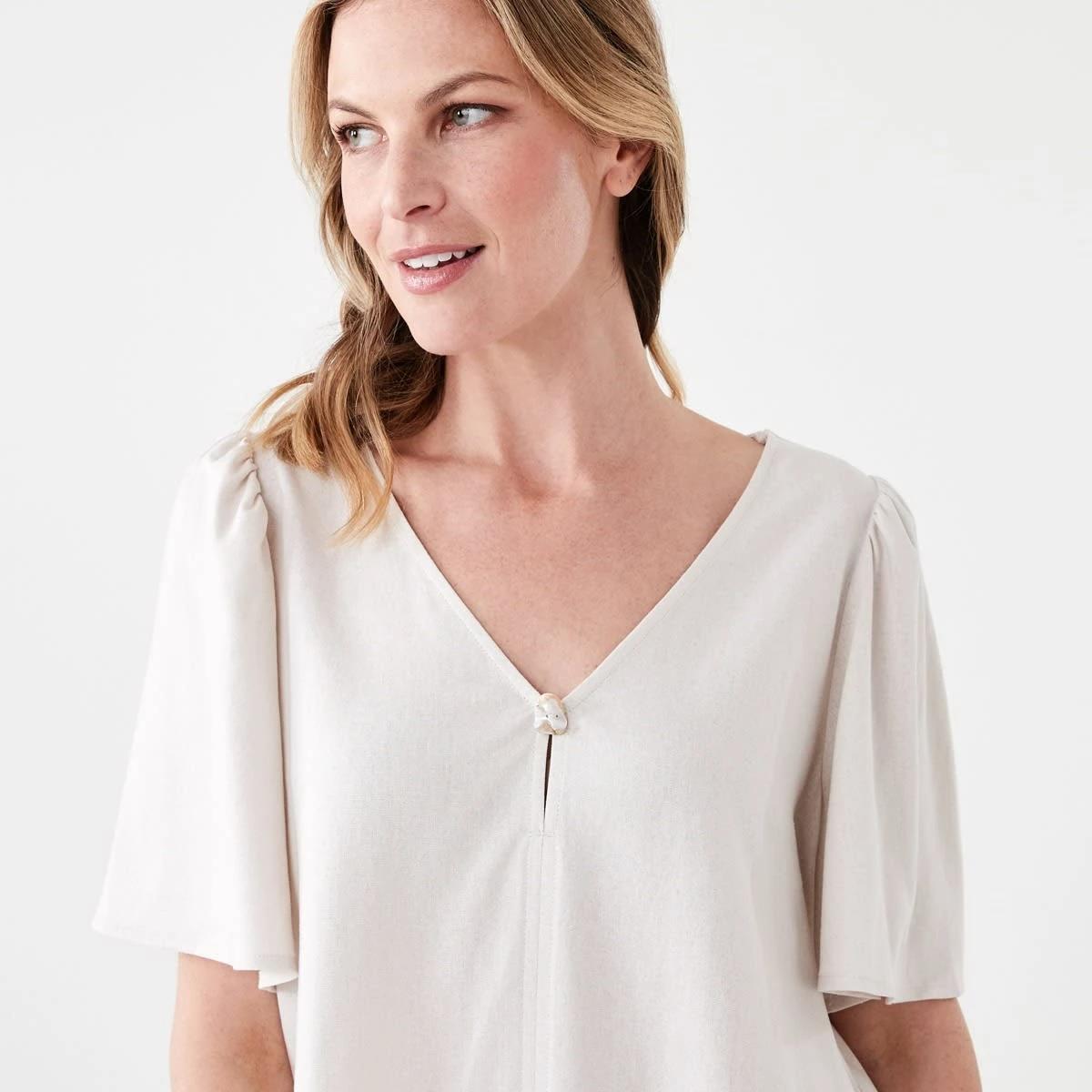 4 Short Sleeve Flutter Top NATURAL BEIGE, 4 of 6