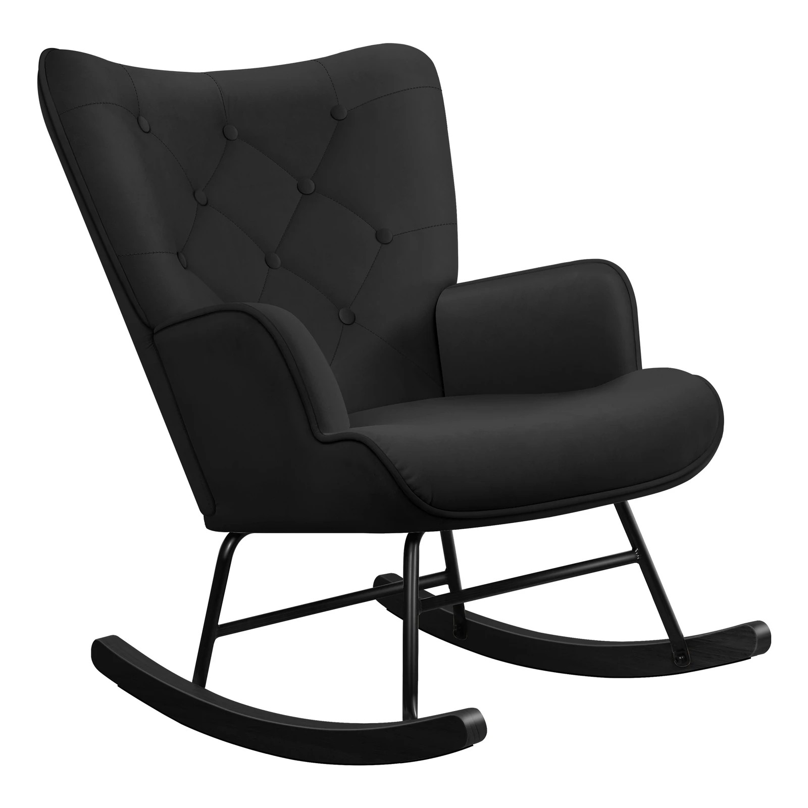 1 Alfordson Armchair Rocking Chair Accent Feeding Chair Lounge Sofa Couch - Black, 1 of 9