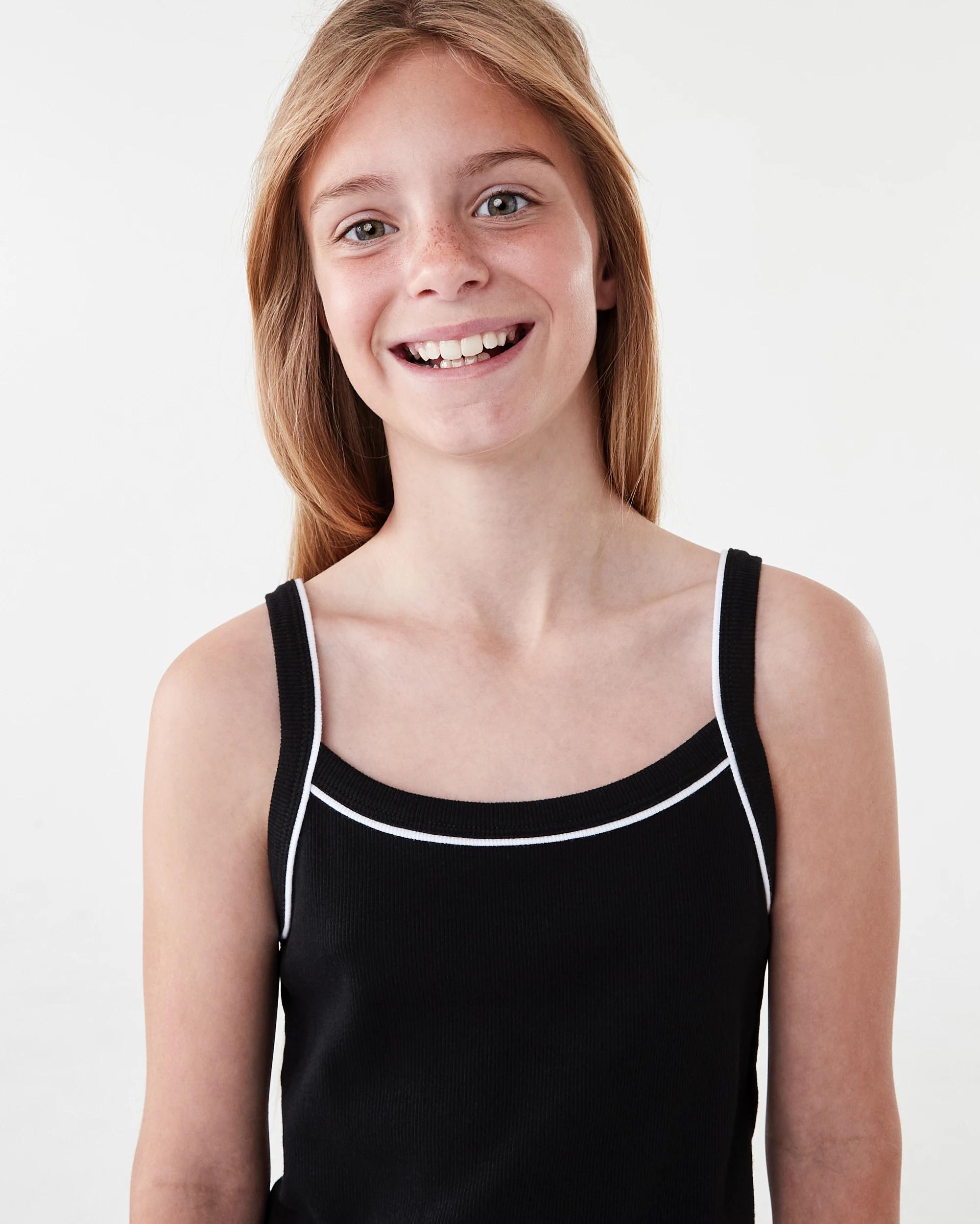 3 Rib Singlet Tank Top Black, 3 of 7