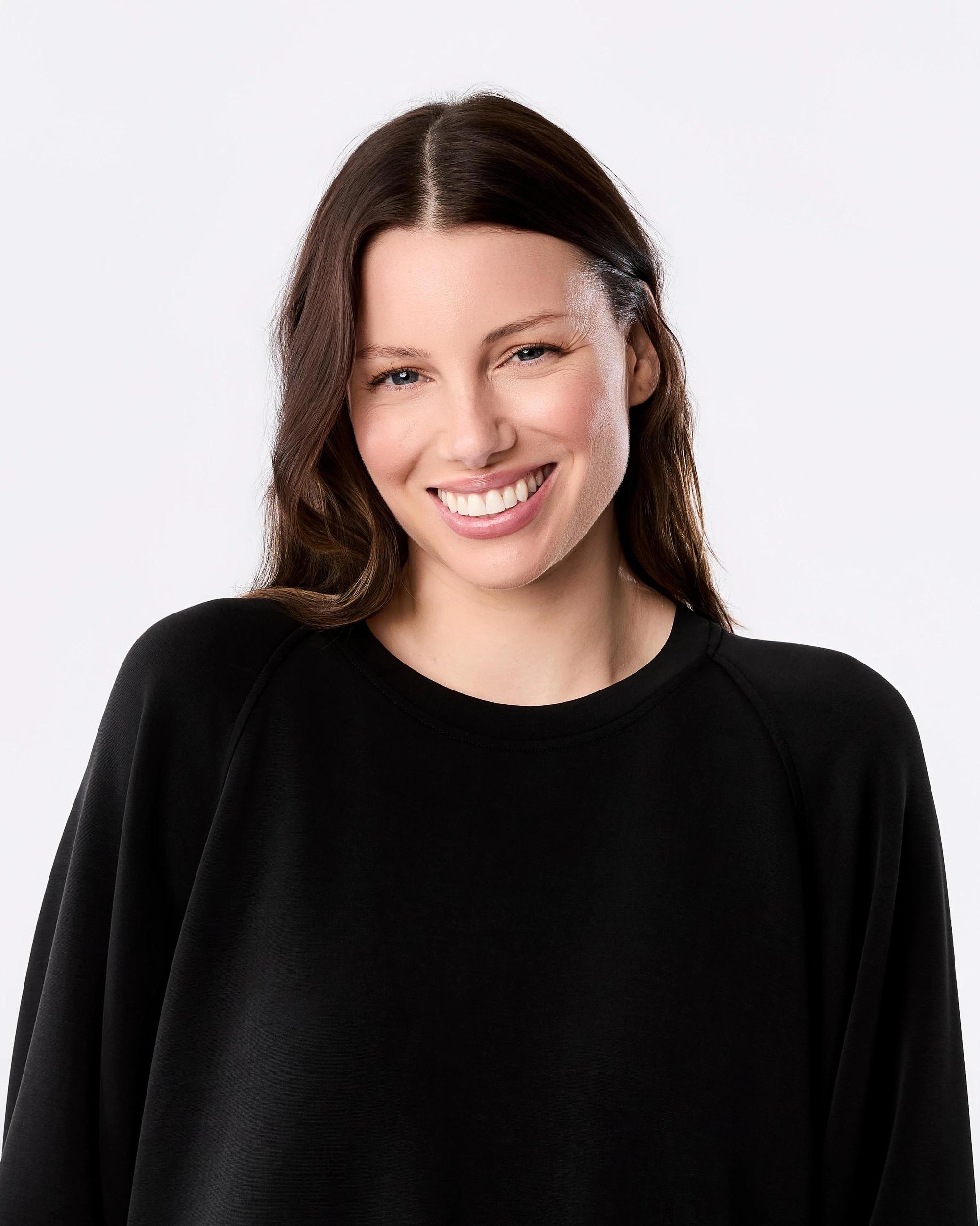 4 Active Womens Soft Modal Relaxed Long Sleeve Top Black, 4 of 6