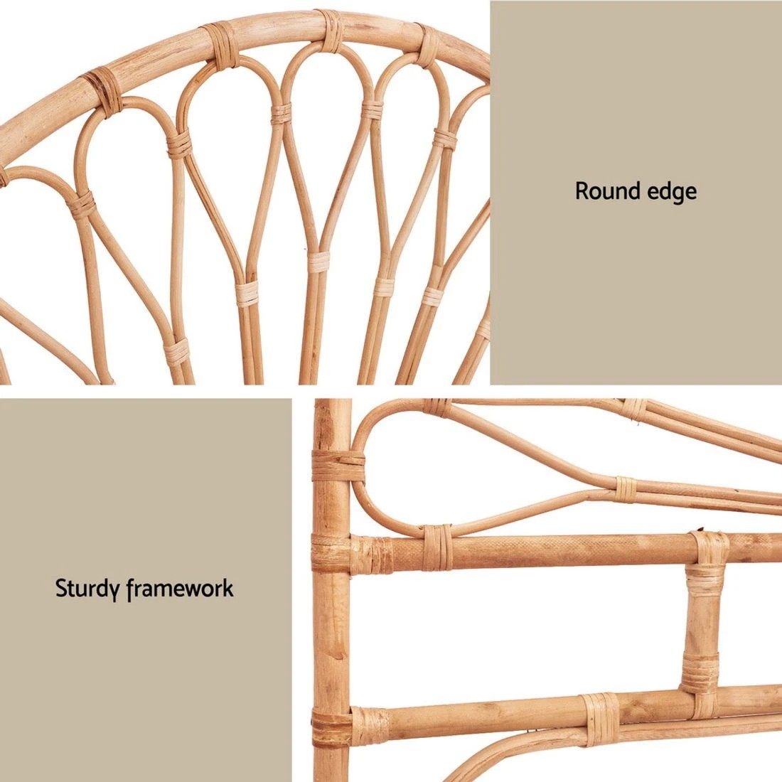 7 Artiss Bed Headboard Queen Bedhead Rattan - MARI - Natural, 7 of 7