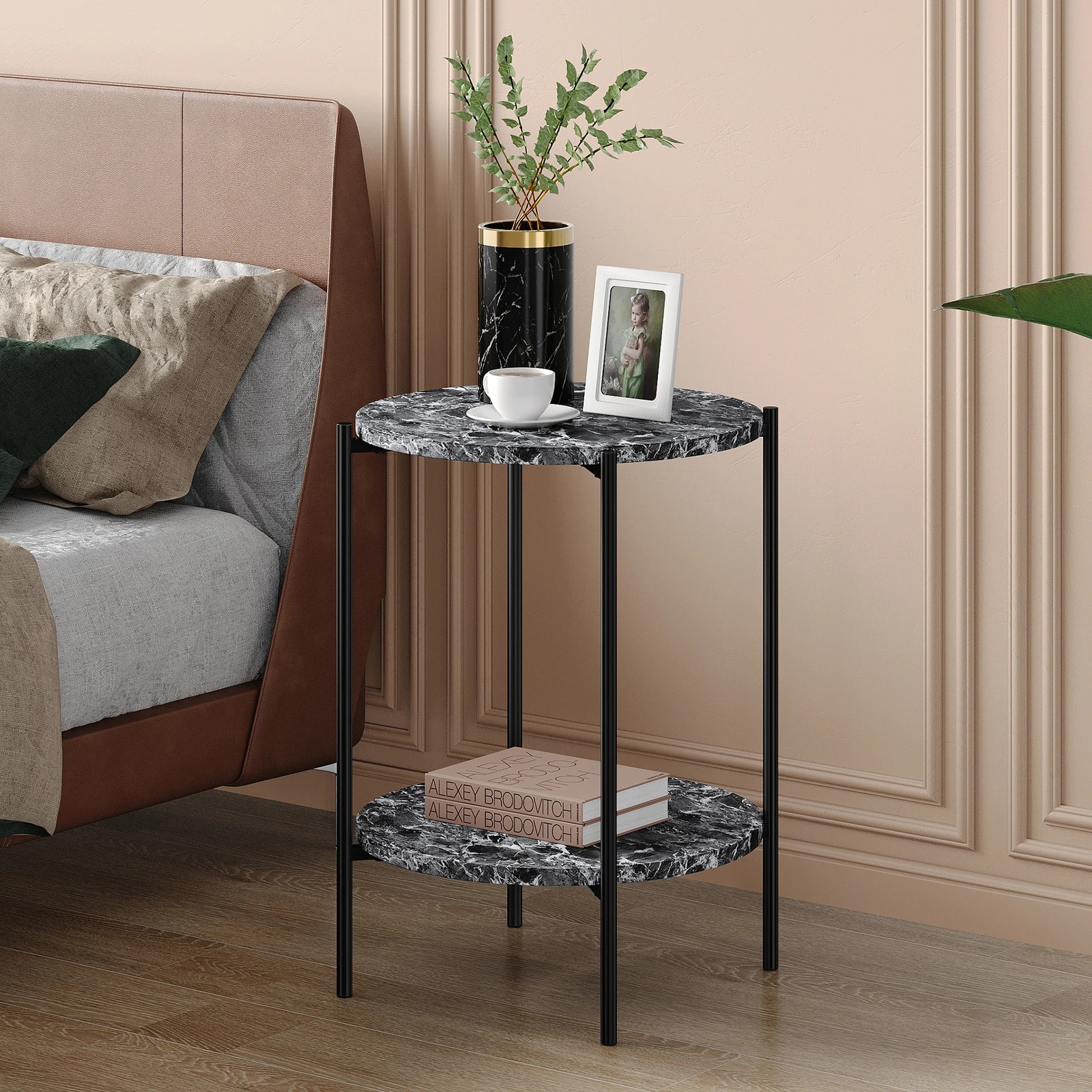 5 Alfordson Side Table Bedside Table Sofa End Nightstand - Grey, 5 of 10