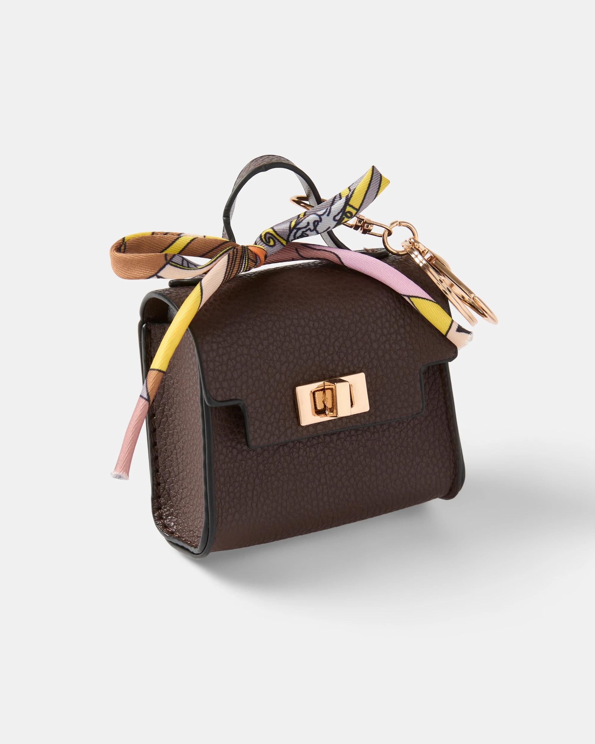 2 Bag Charm Keyring - Brown and Gold Tone, 2 of 3