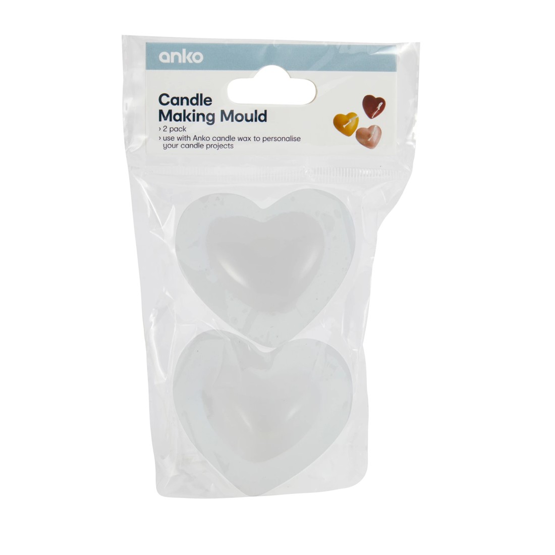 1 2 Pack Candle Making Mould - Heart, 1 of 3