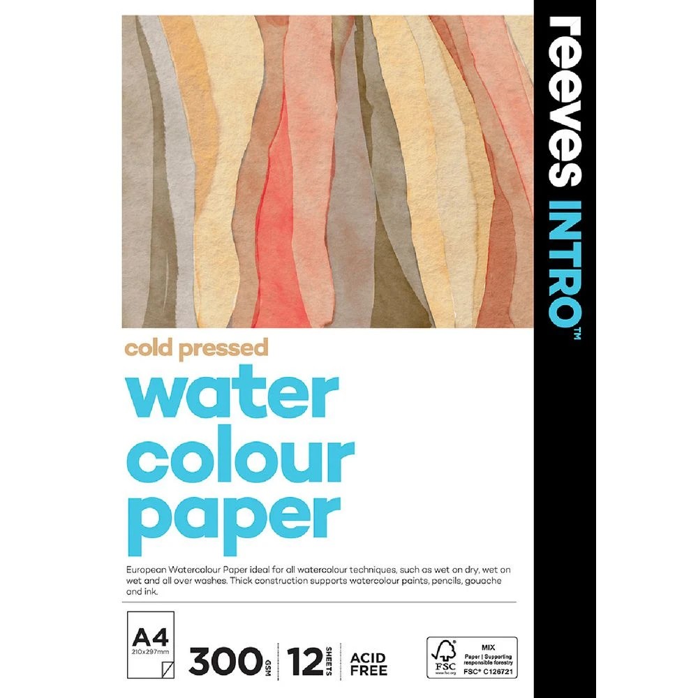 1 Reeves Intro A4 Watercolour Pad Cold Pressed 300gsm 12 Sheets, 1 of 5