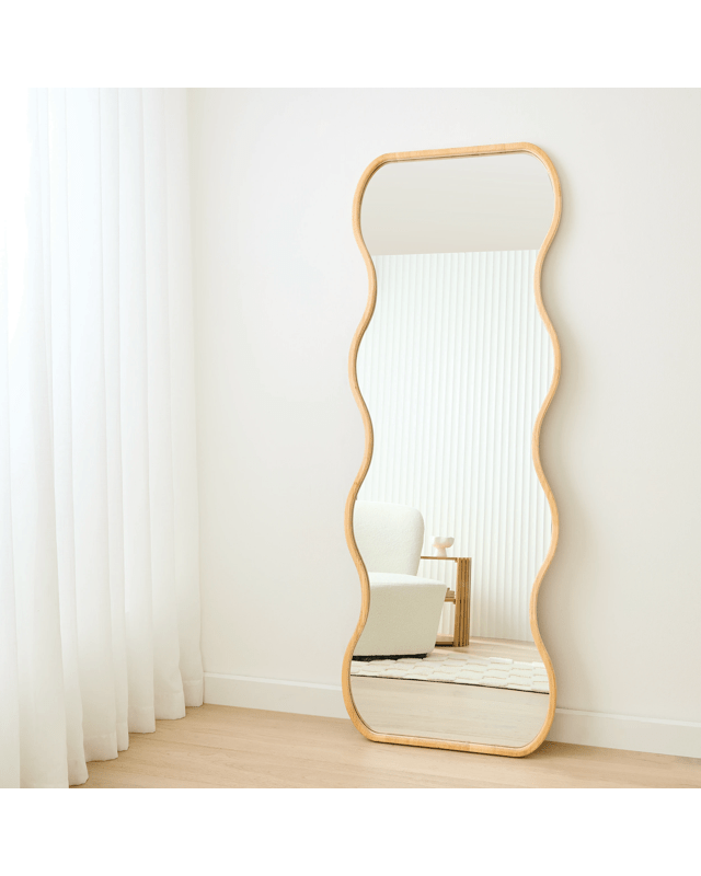 Wave Oak Look Floor Mirror - 60cm x 1