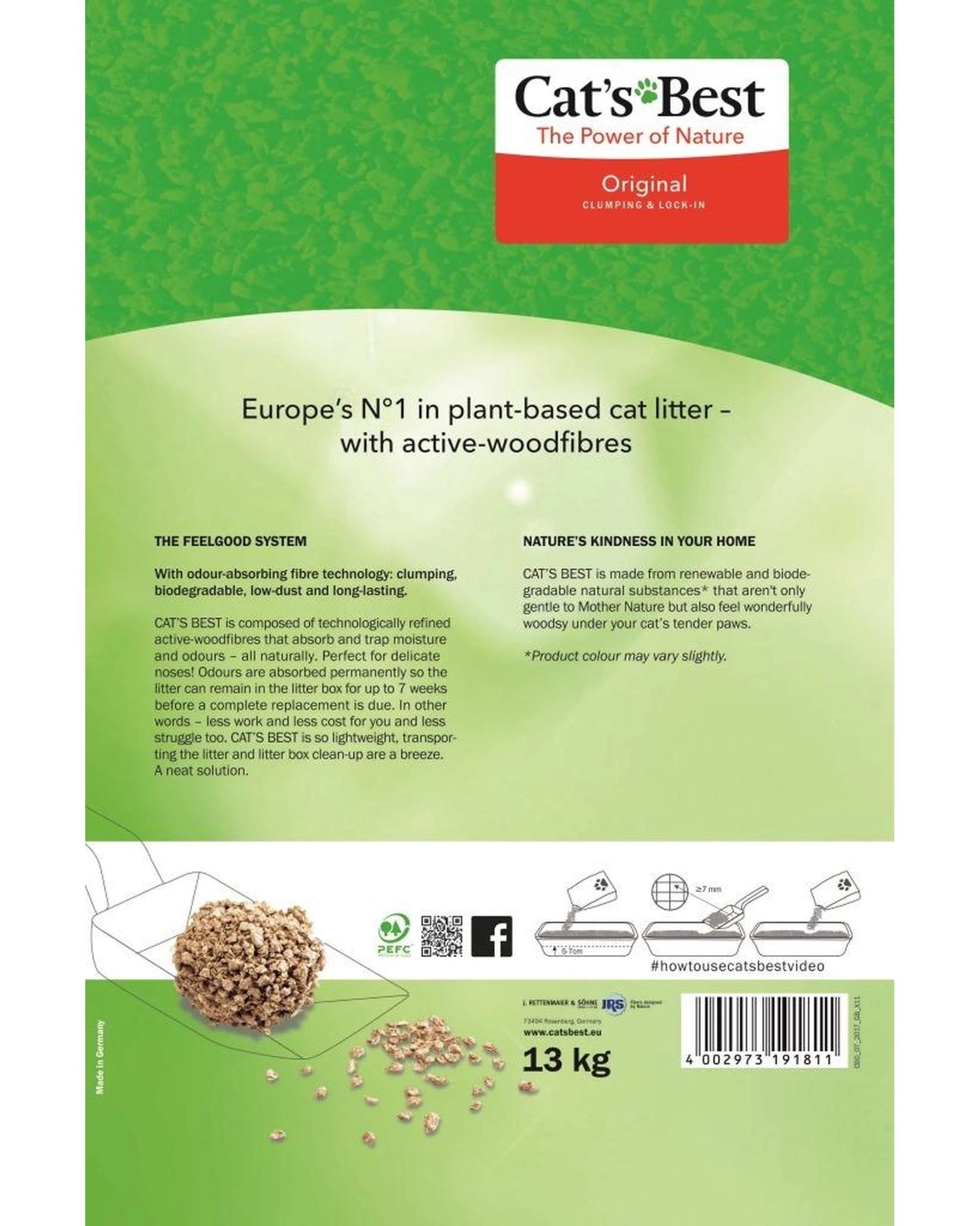 2 Cats Best Original Clumping Cat Litter 13kg/30L, 2 of 3