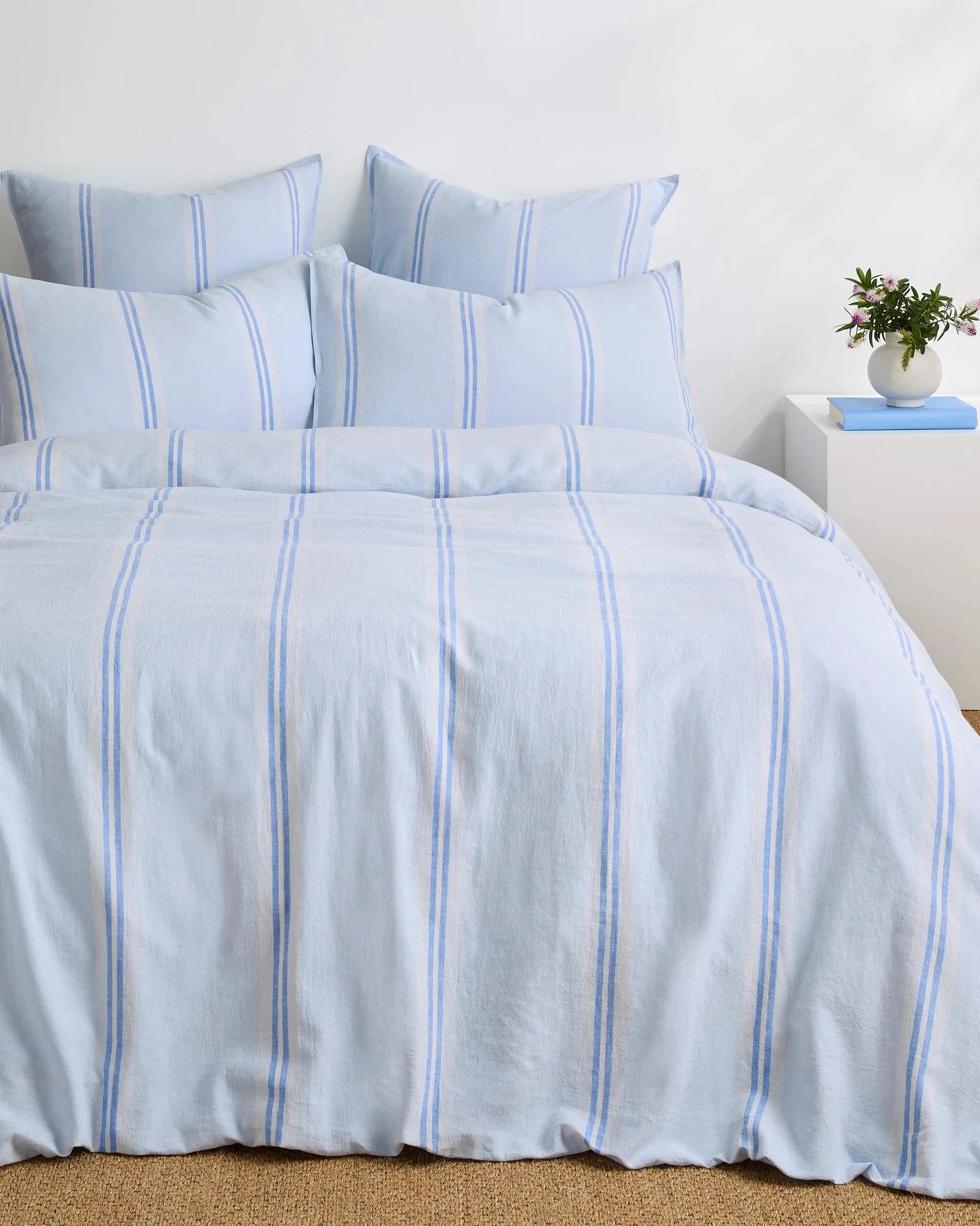 1 Target Rowie Stripe Linen/Cotton Quilt Cover Set - King Bed - Blue, 1 of 3