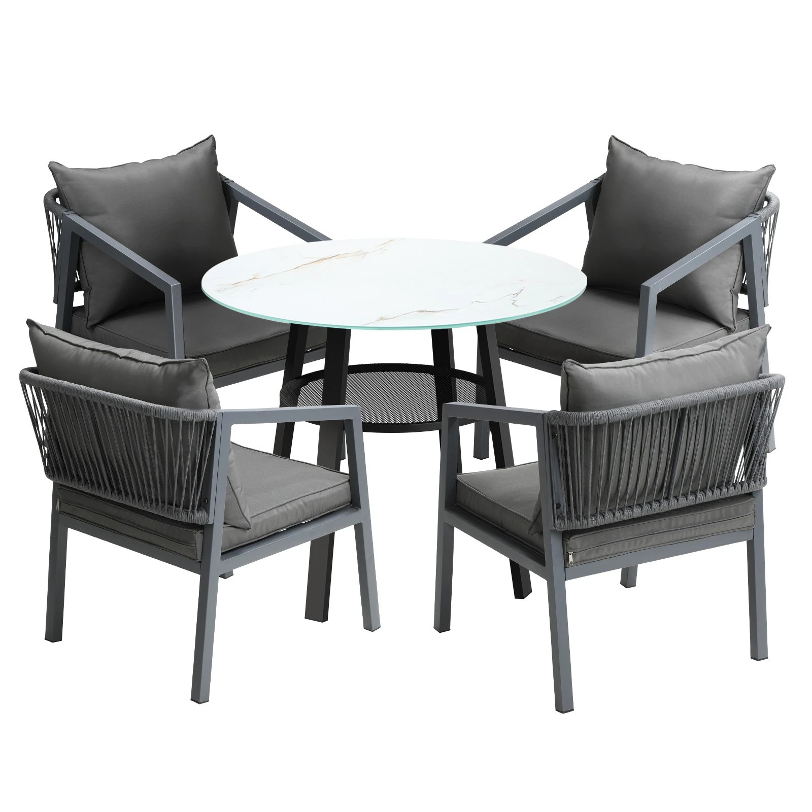 1 Livsip 5pcs Outdoor Dining Setting Table Lounge Chairs Patio Furniture Bistro Set
 - Multi, 1 of 7