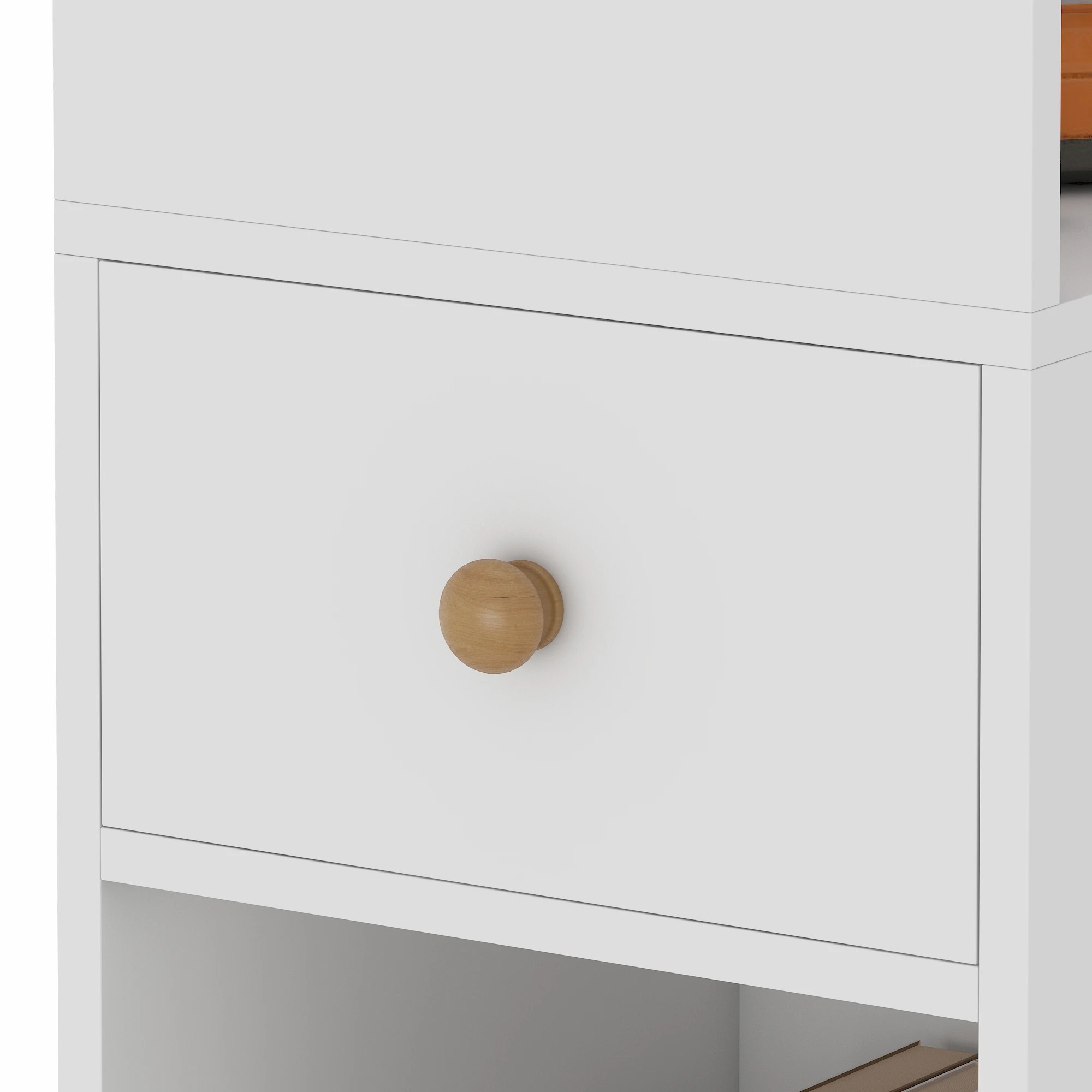 4 Advwin Side Table 25cm Narrow Sofa End Table w/ Side Shelf & Drawer Slim Bedside Table - White, 4 of 10
