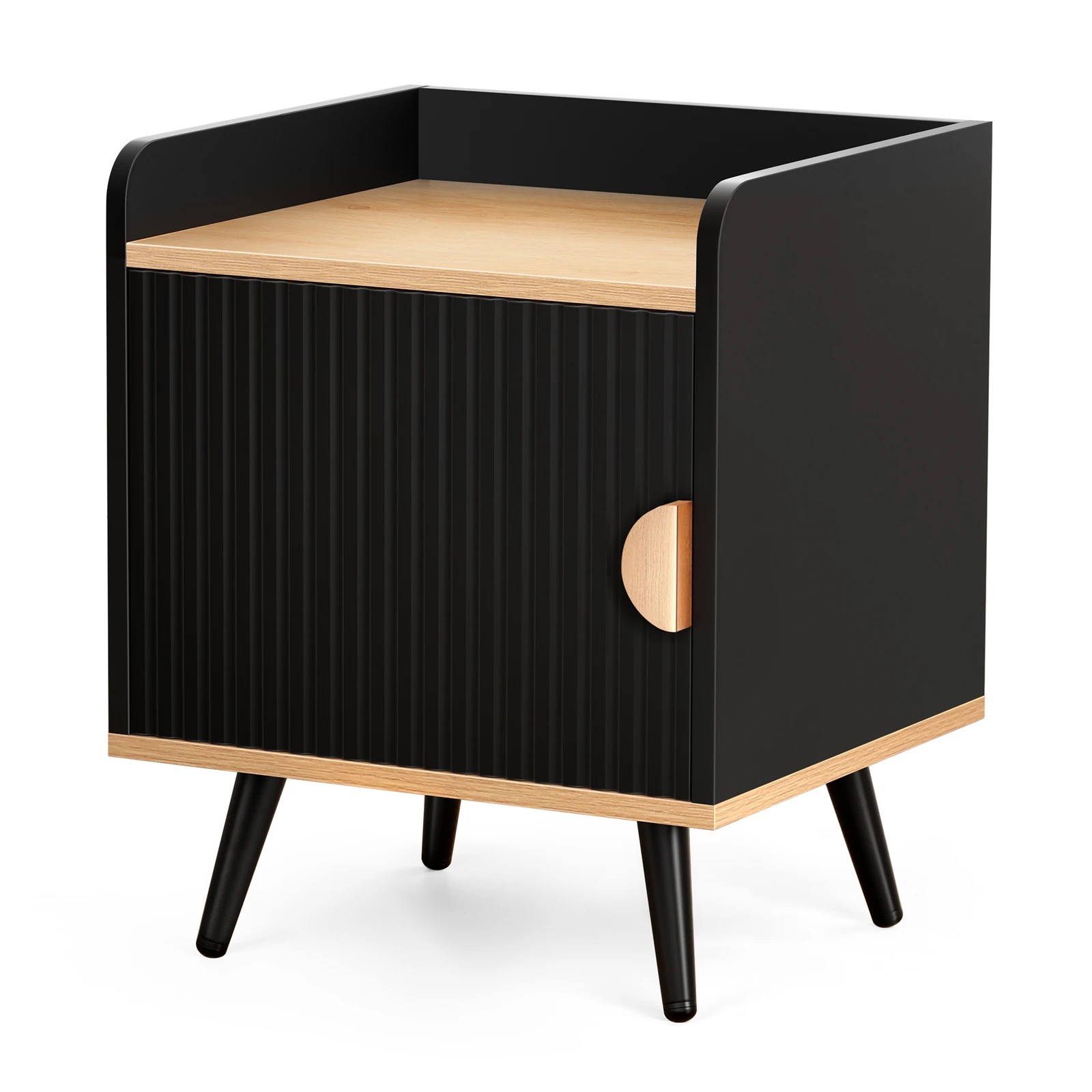 1 Alfordson Bedside Table Cabinet Nightstand Side Storage - Black, 1 of 10