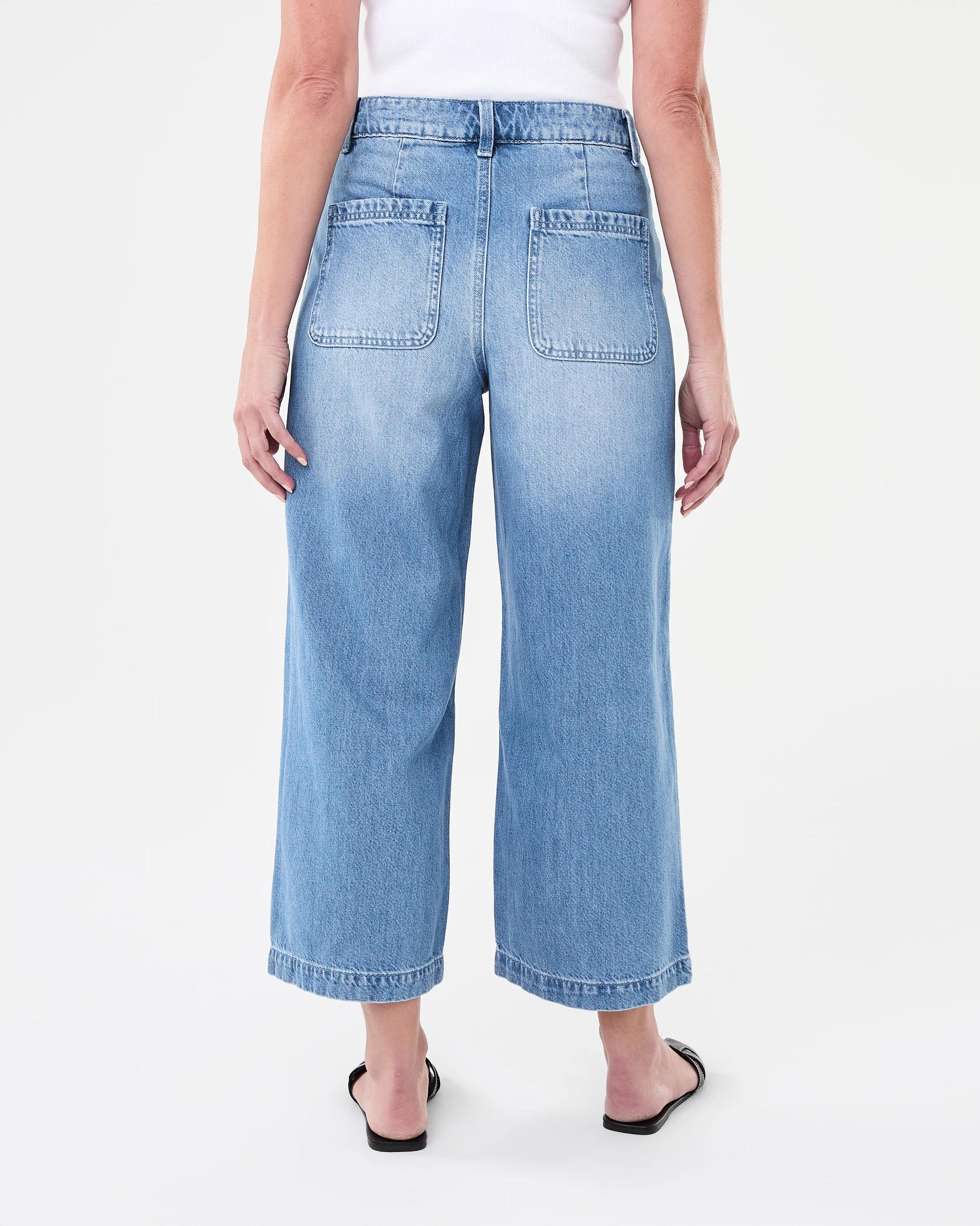 3 Cropped Wide Leg Jeans Mid Wash, 3 of 8