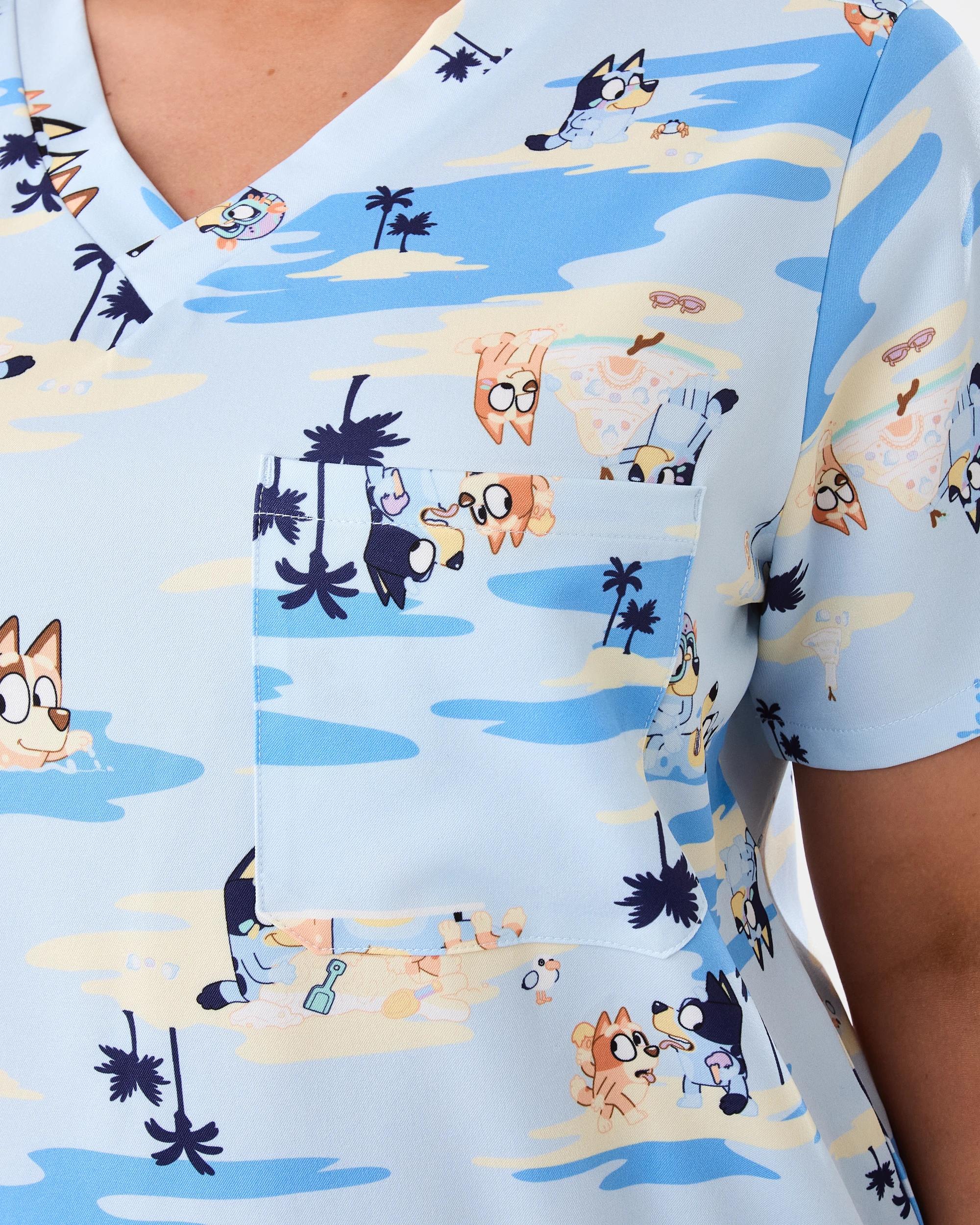 6 Workwear Bluey License Short Sleeve Unisex Scrub Top Bluey, 6 of 8