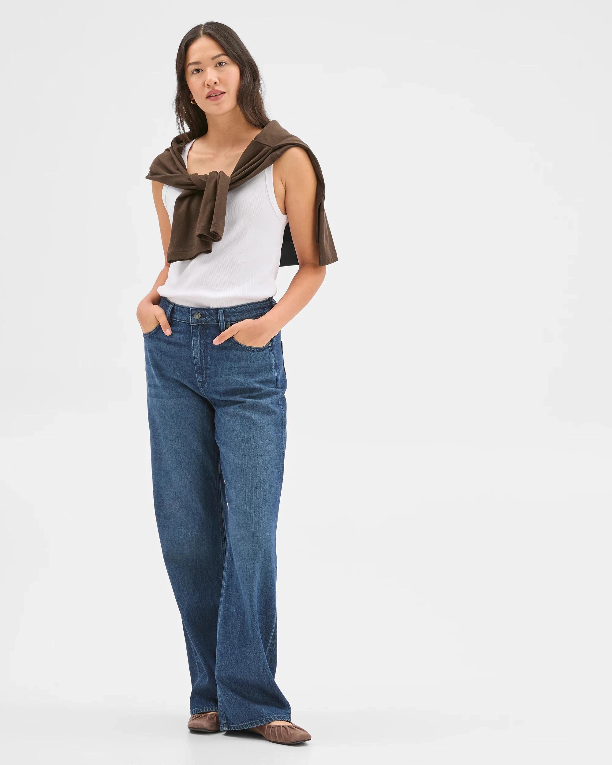 1 Target Woman Wide Leg Loose Fit Denim Jeans - Imogen MOONLIGHT, 1 of 6
