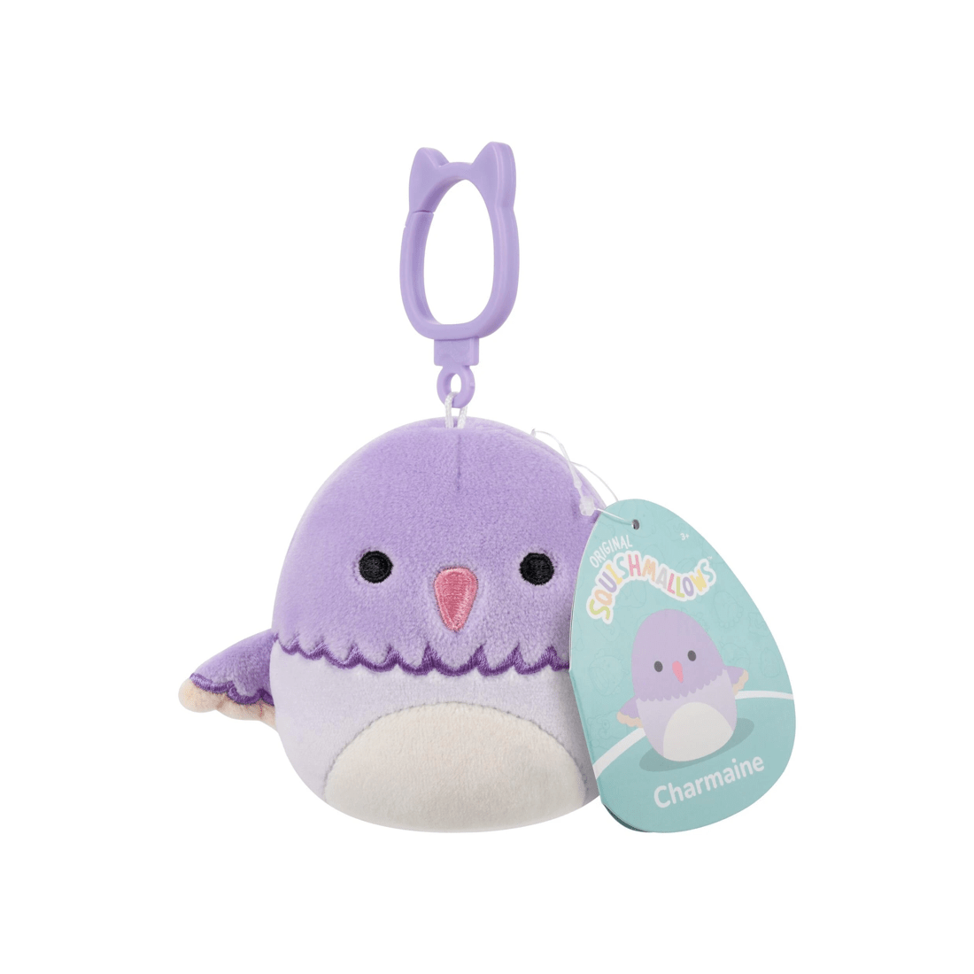1 Kellytoy Squishmallows Charmaine the Hummingbird 3.5 inch Clip-On Plush - Purple, 1 of 6