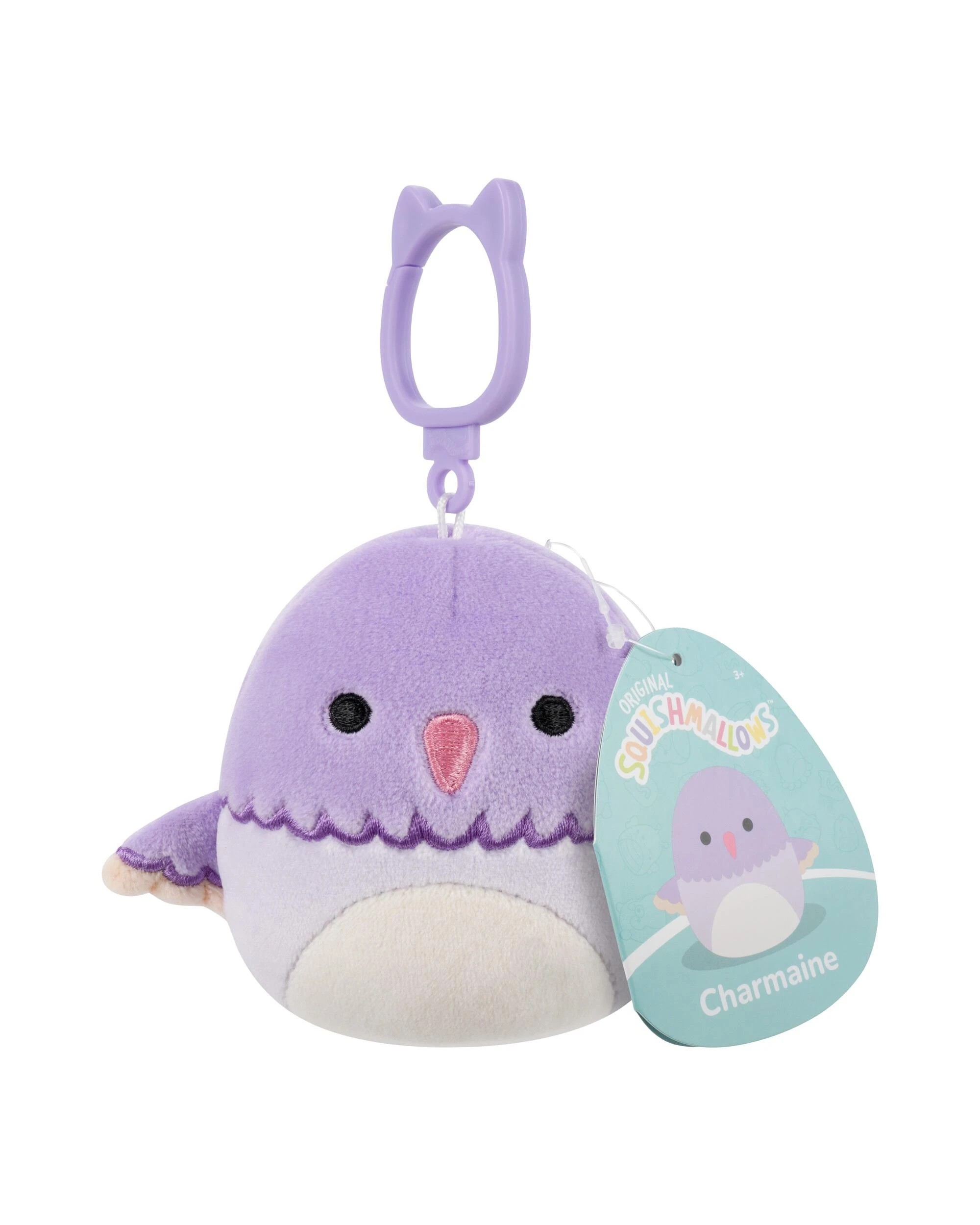 1 Squishmallows Charmaine the Hummingbird 3.5 inch Clip-On Plush - Purple, 1 of 6
