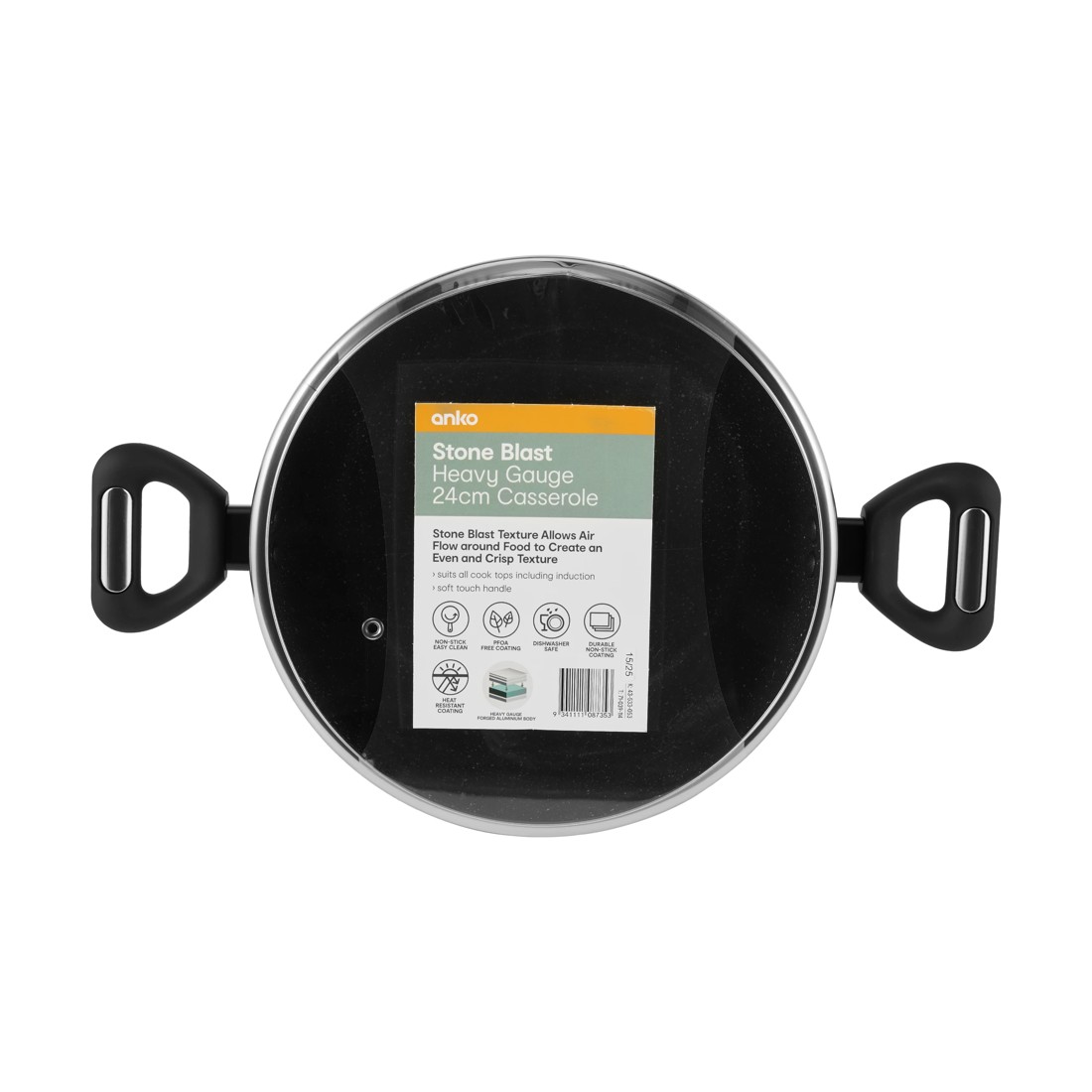 6 24cm Stone Blast Heavy Gauge Casserole, 6 of 6