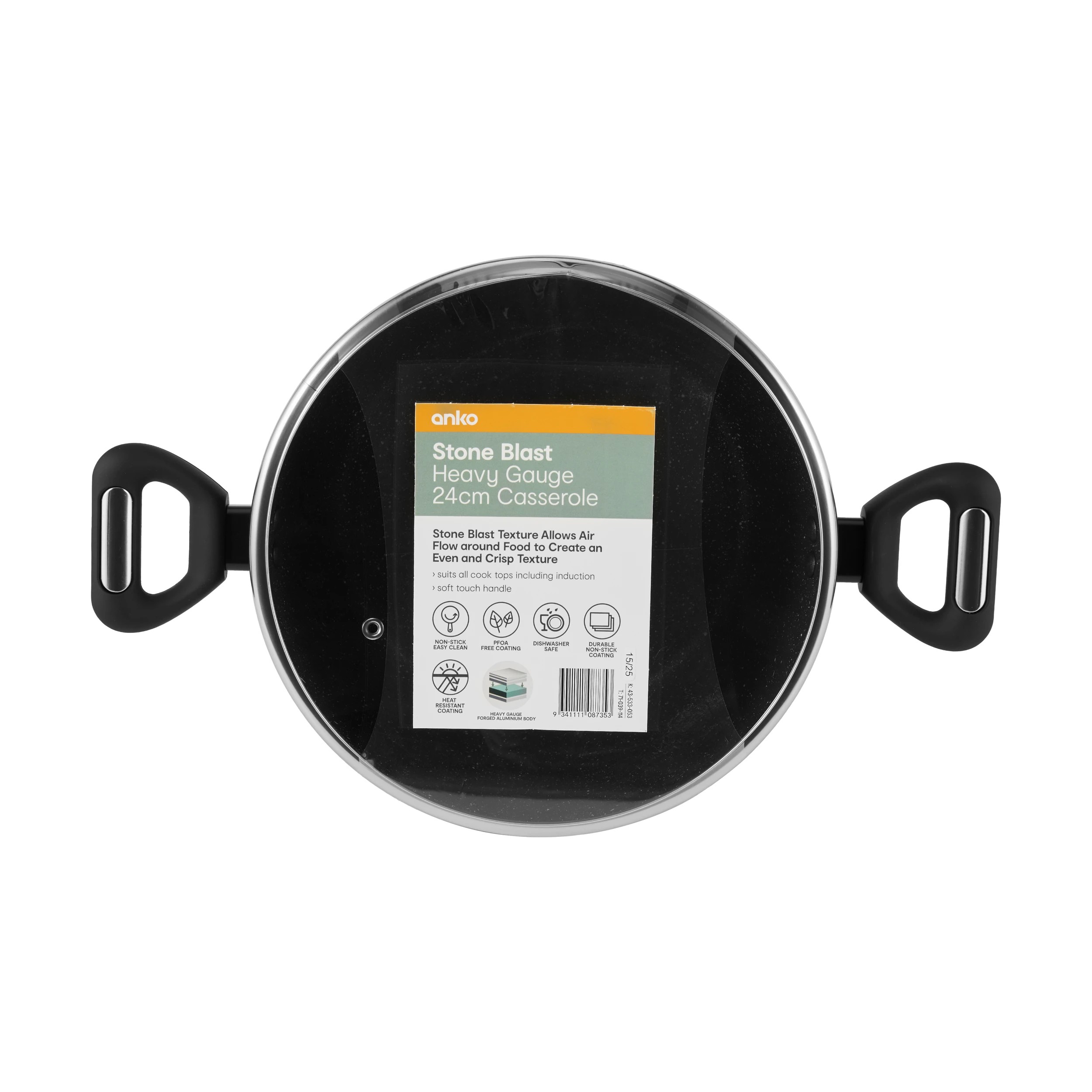 6 24cm Stone Blast Heavy Gauge Casserole, 6 of 6