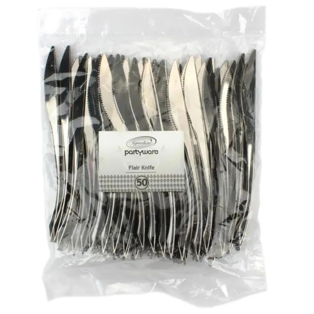 2 Partyware Stainless Steel Look Flair Reusable Plastic Knives (Pack of 50), 2 of 2