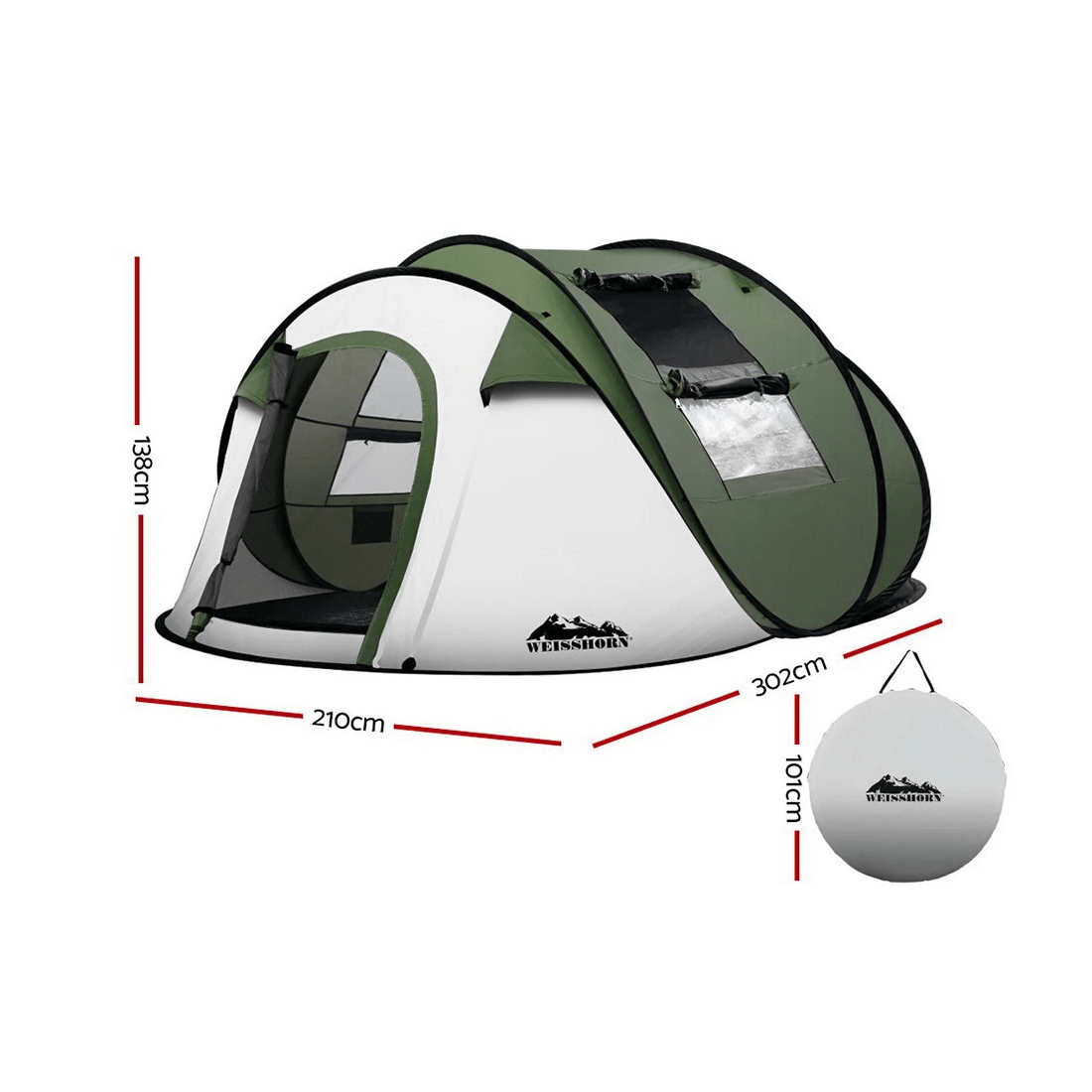2 Weisshorn Instant Pop up Camping Tent 4-5 Person Outdoor Hiking Tents Dome - Grey, 2 of 2