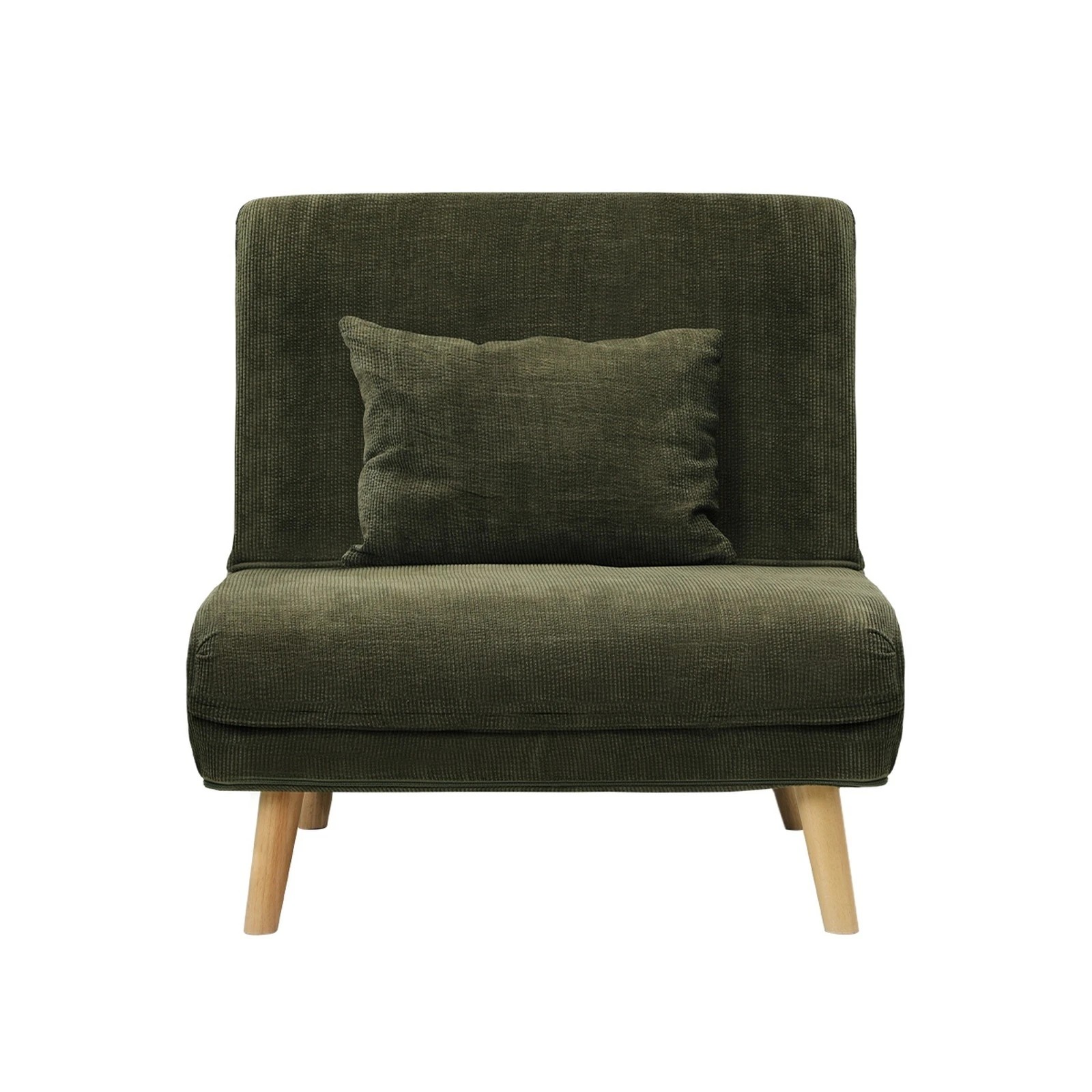 5 Oikiture Sofa Bed Lounge Chair Polyester Recliner Wood Leg Single Seat
 - Green, 5 of 9