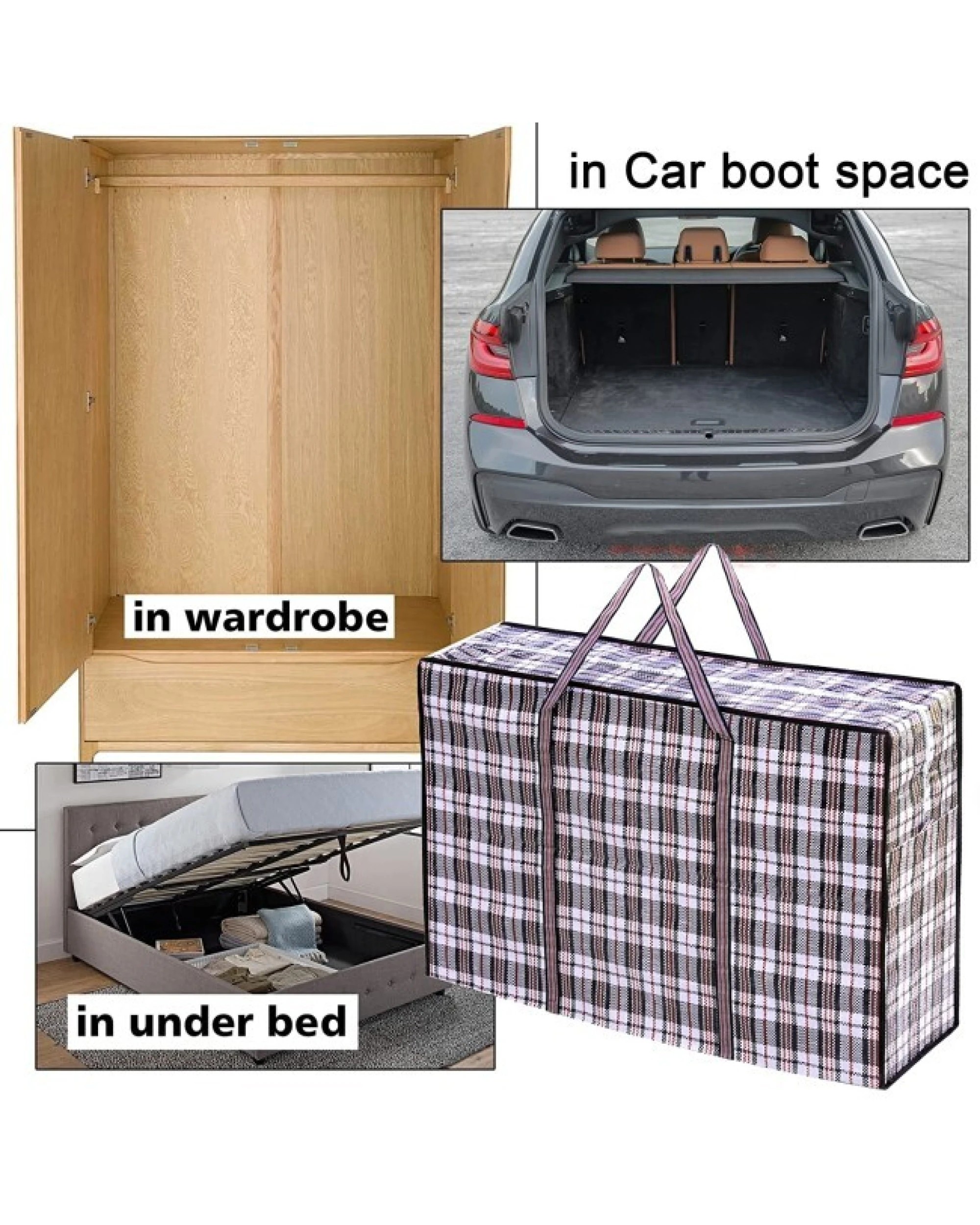 4 BR Home Large Stripe Packing Storage Bag with Zip Closure, 4 of 7