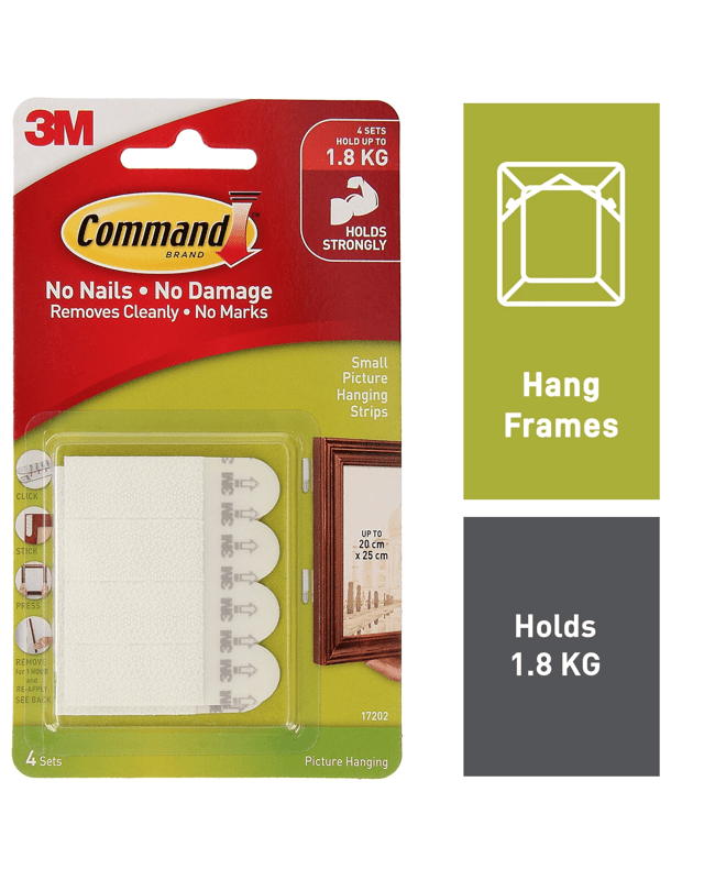 4 Pack 3M Command Picture Hanging Strips Small - W