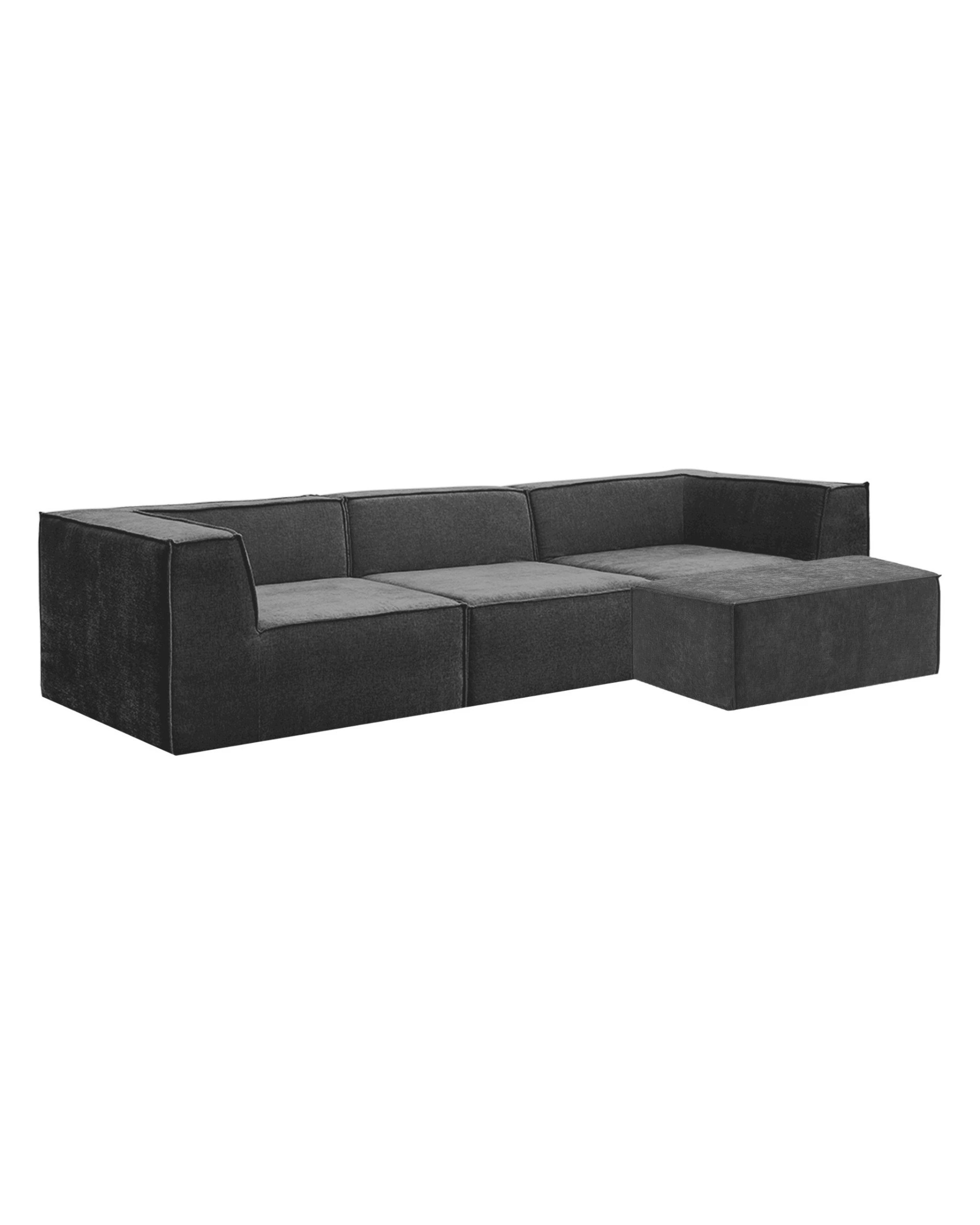 1 Sarantino Novi 3-Seater Modular Sofa Ottoman Charcoal Black Non-Slip Bottom Lounge, 1 of 9