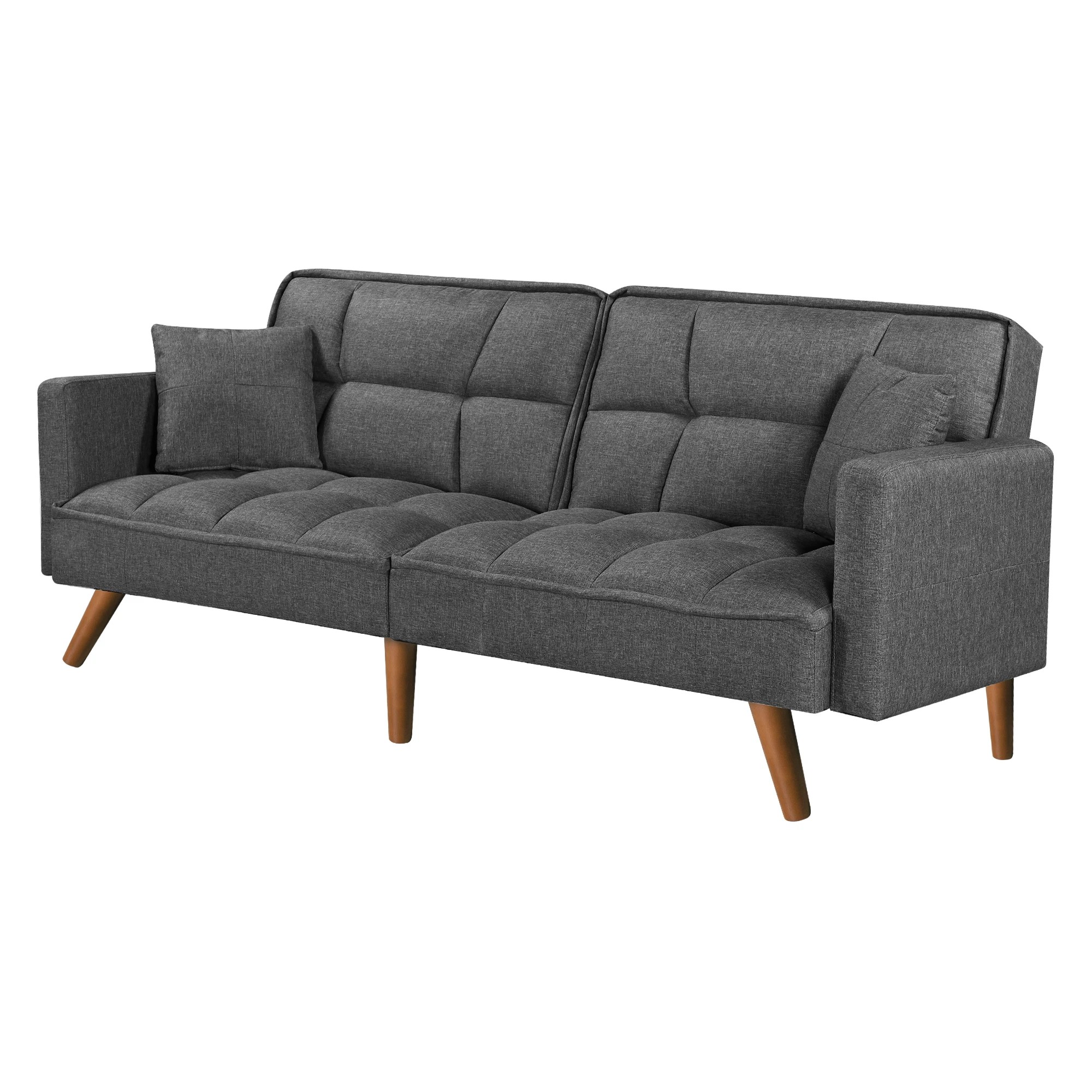 1 Levede Sofa Bed Futon Convertible Fabric Lounge Couch 3 Seater Recliner Dark - Grey, 1 of 8