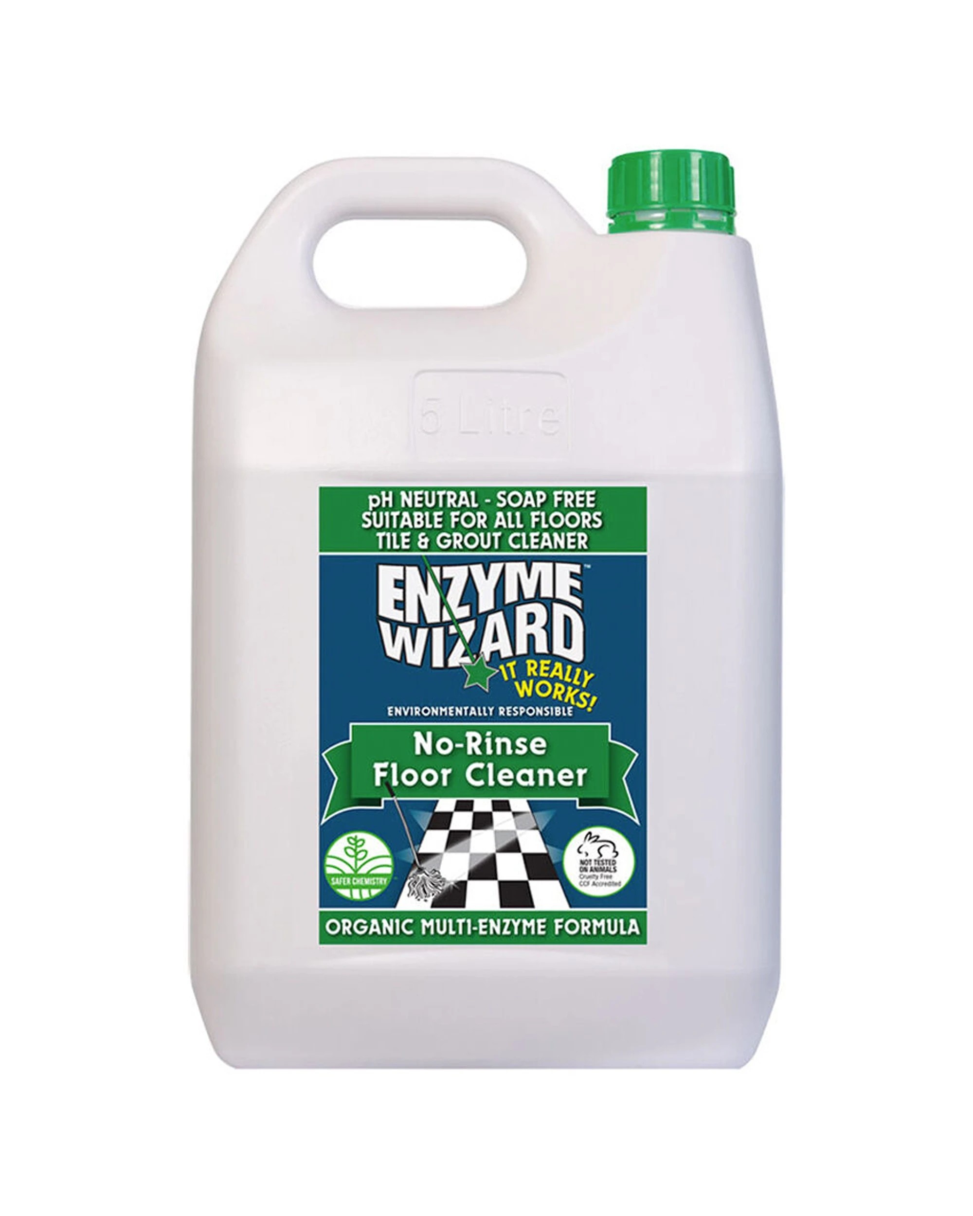 1 Enzyme Wizard No Rinse PH Neutral Surface Floors Cleaner 5L Wooden Floor - White, 1 of 1