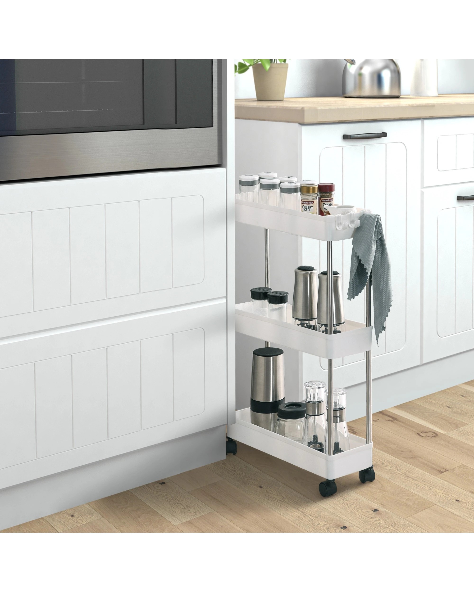2 Sherwood Home 3 Tier Storage Organiser 40x12.5x60cm - White, 2 of 7