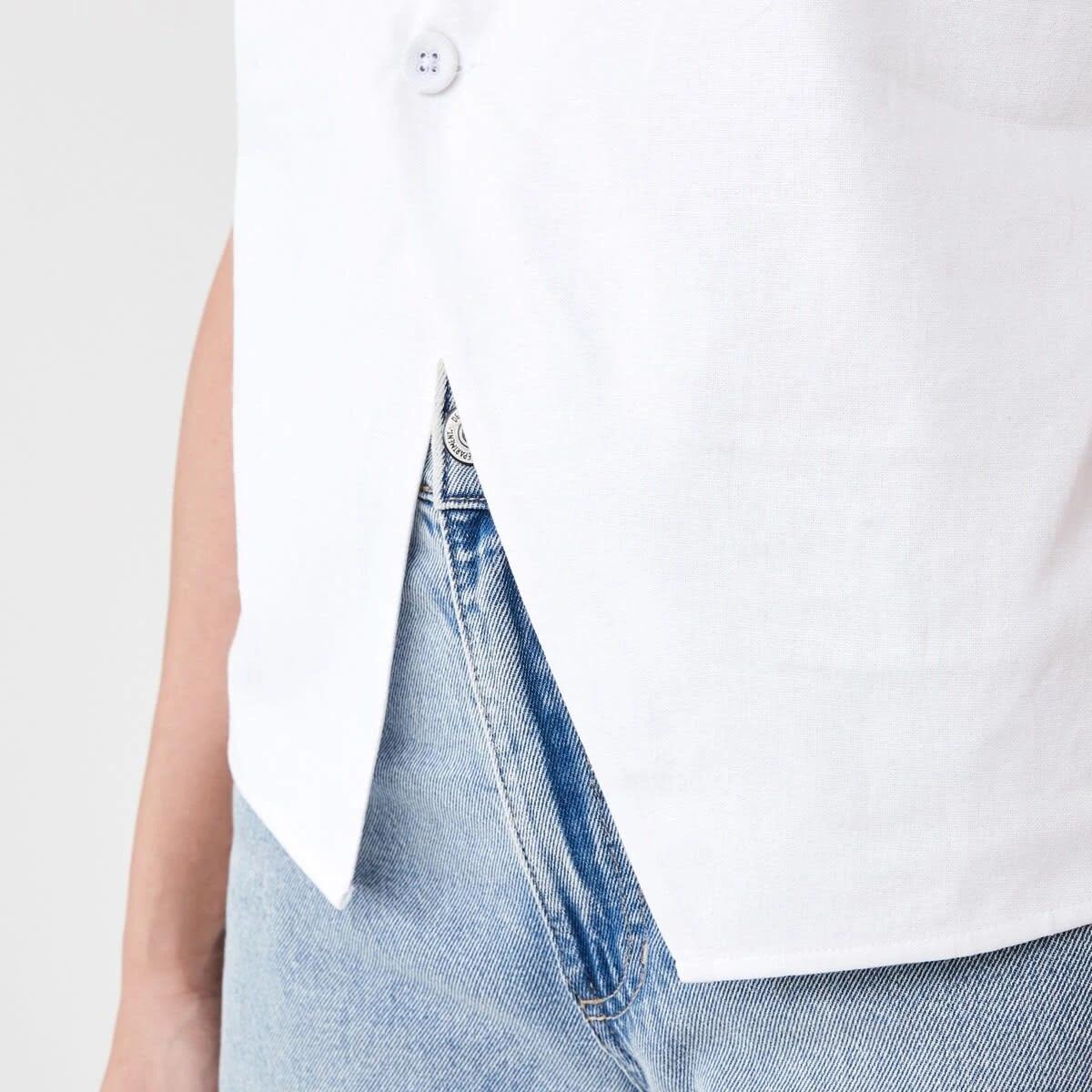 6 Sleeveless Asymmetrical Button Through Vest WHITE, 6 of 7