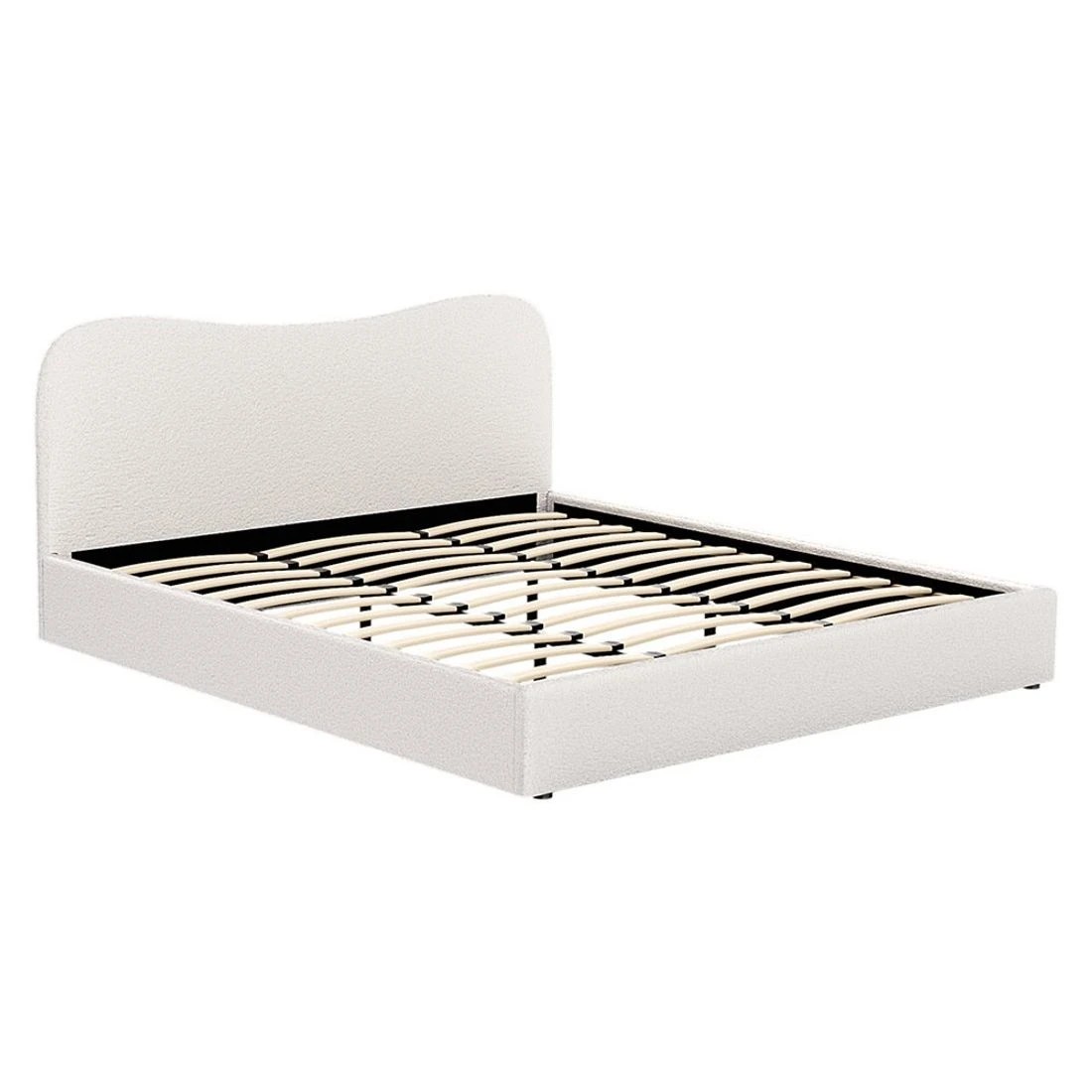 1 Artiss Bed Frame King Size Boucle DARA - White, 1 of 5