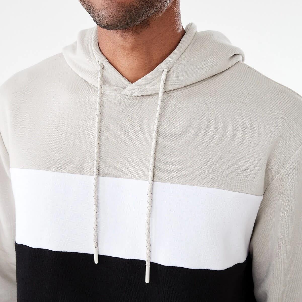 5 Active Mens Colour Block Fleece Hoodie Sil Beige, 5 of 6