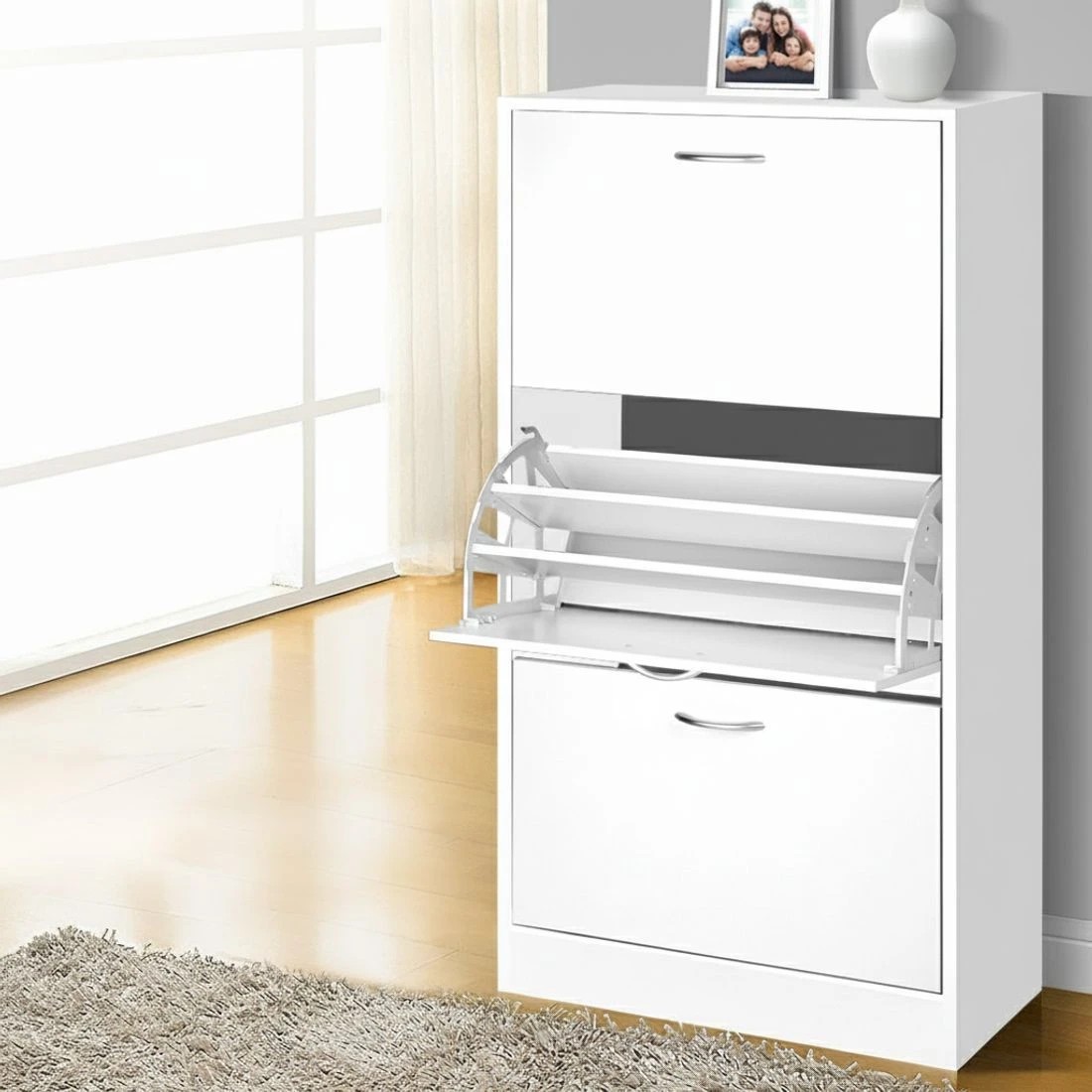 4 Artiss Shoe Rack Cabinet 36 Pairs Adjustable Shelves Ivy - White, 4 of 5