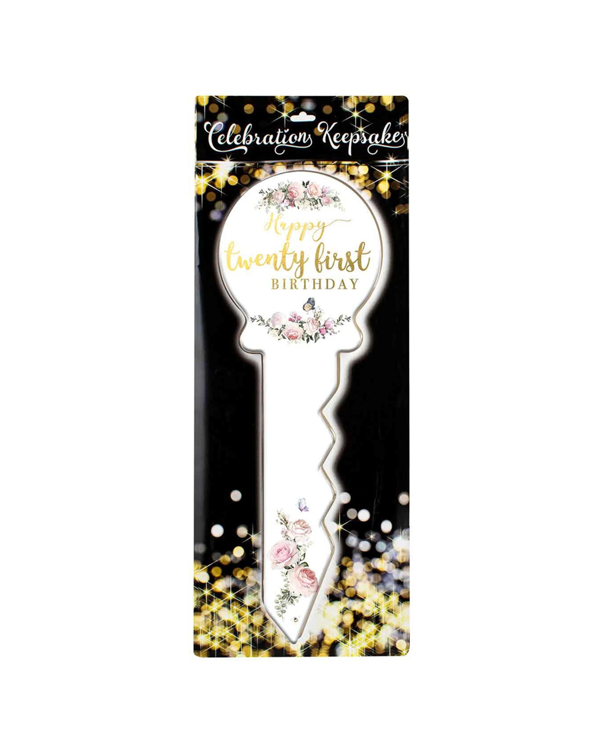 3 21st Birthday Key Pretty Floral 30cm Novelty Celebration Signing Gift Set
 - Multi, 3 of 3